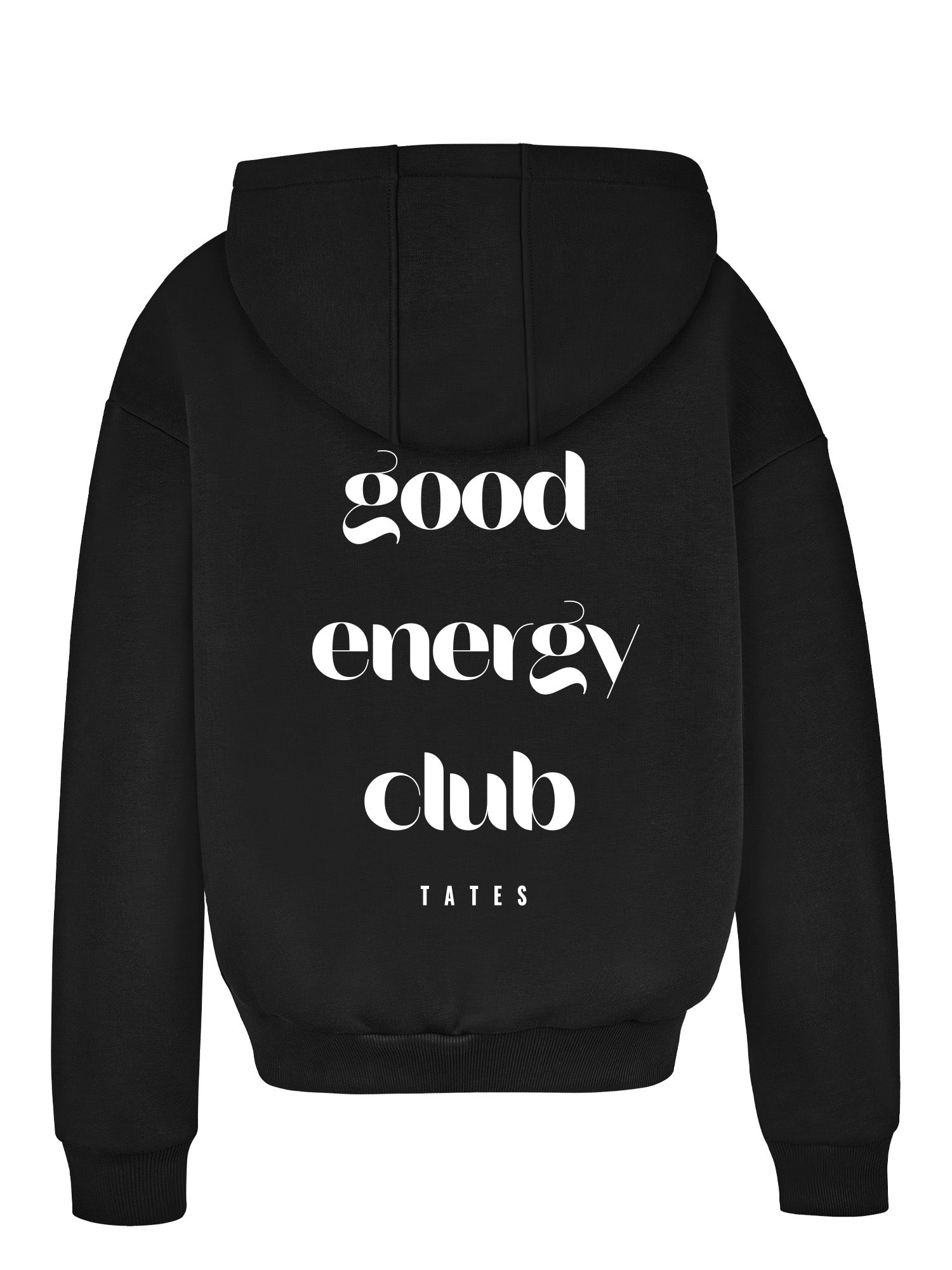 Regular Waistband Hoodie "Good Energy" - Schwarz