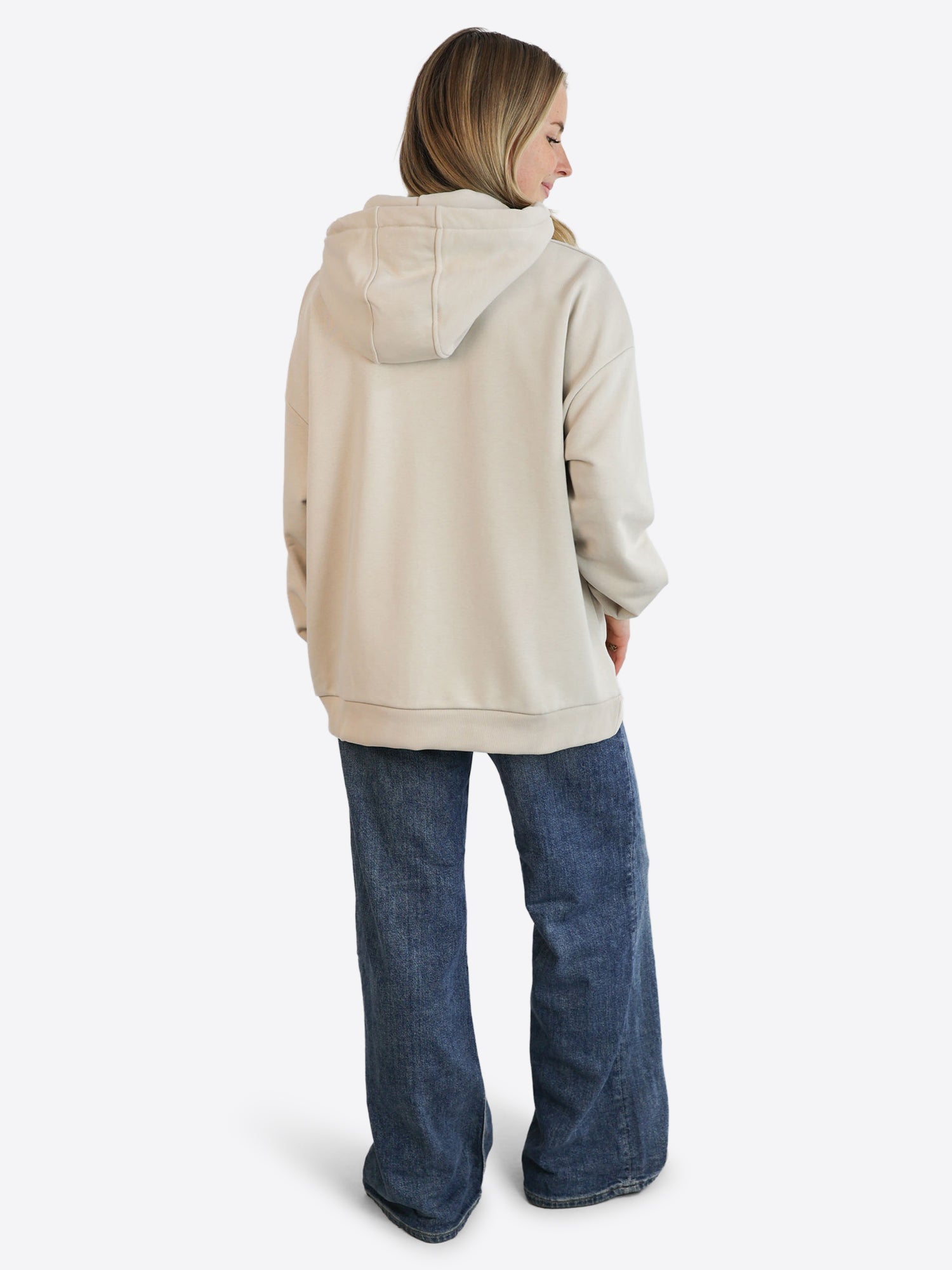 Original Light Wide Waistband Hoodie – Beige
