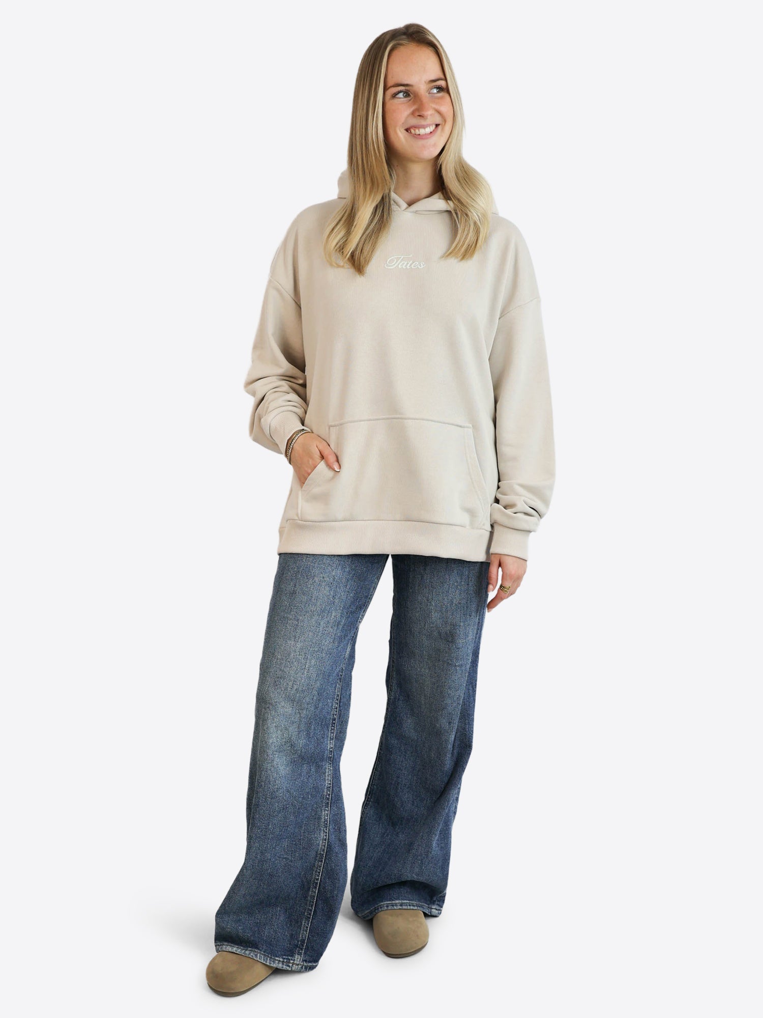 Original Light Wide Waistband Hoodie – Beige