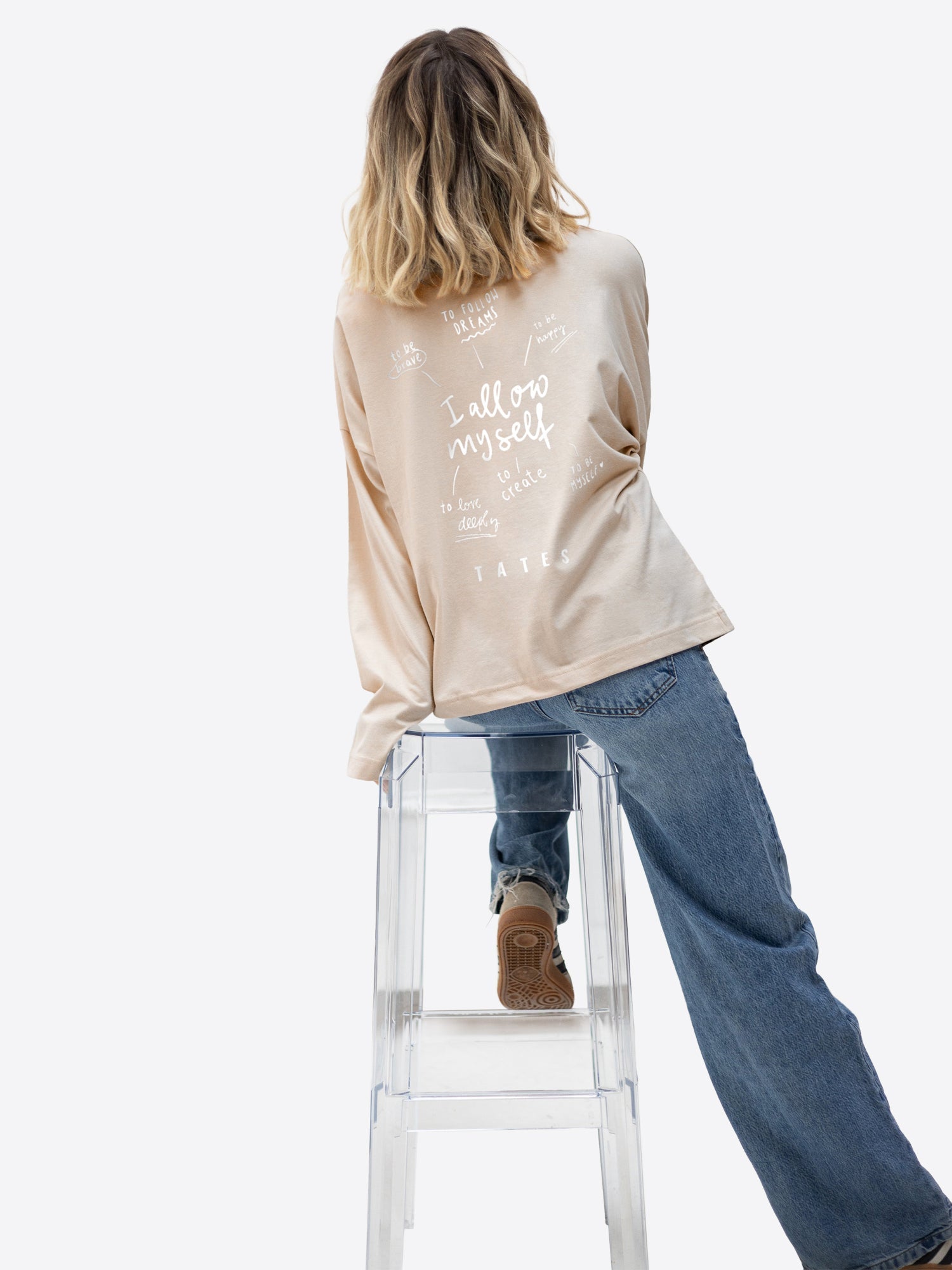 Longsleeve (Oversized) "I allow myself" – Beige