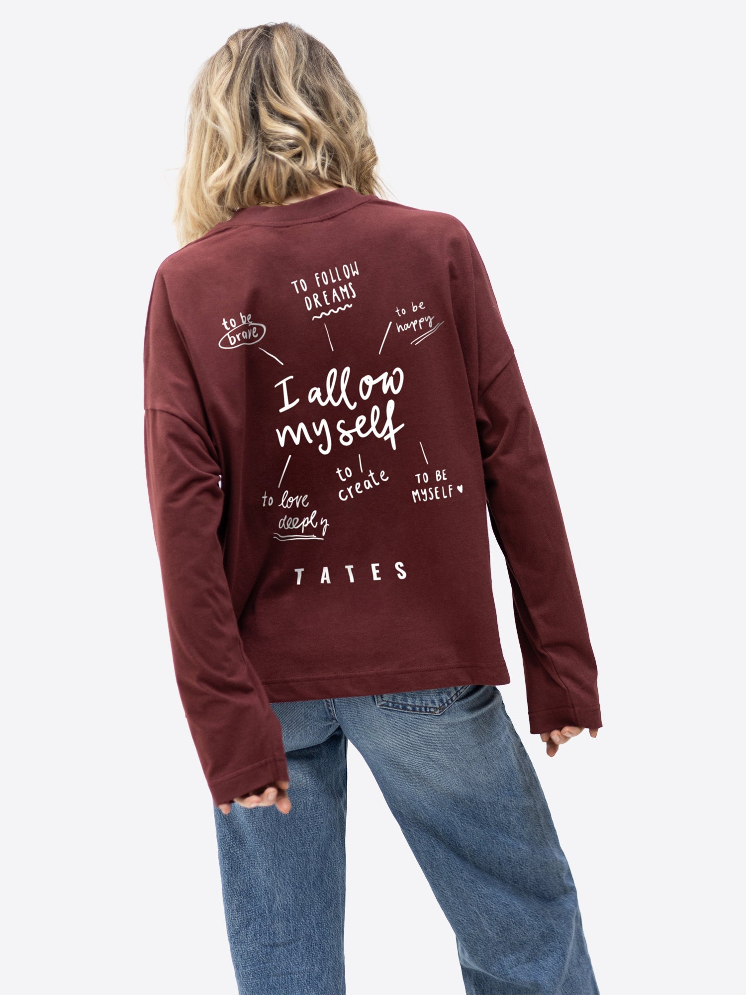 Longsleeve (Oversized) "I allow myself" – Bordeaux