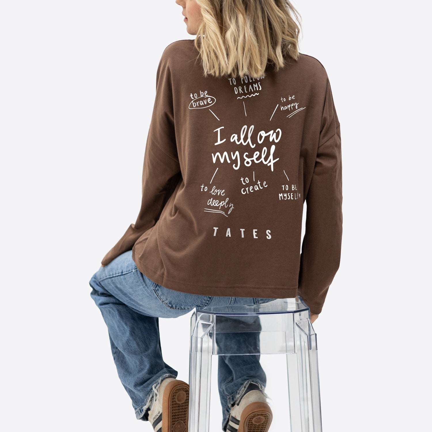 Longsleeve (Oversized) "I allow myself" – Chocolate