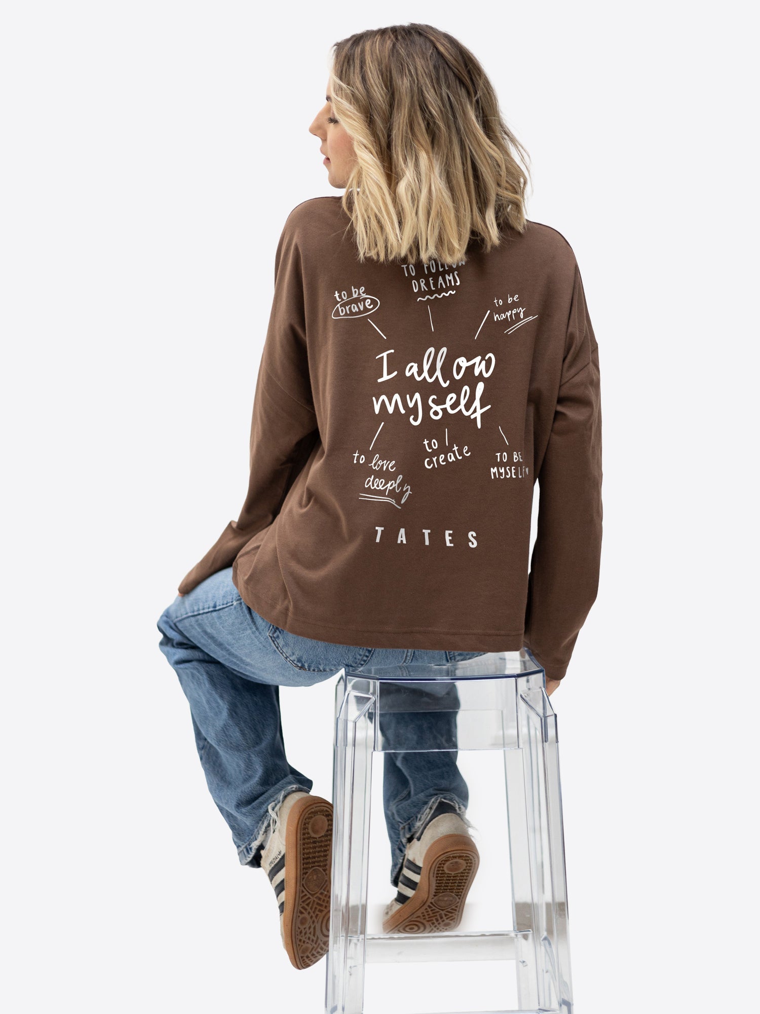 Longsleeve (Oversized) "I allow myself" – Chocolate