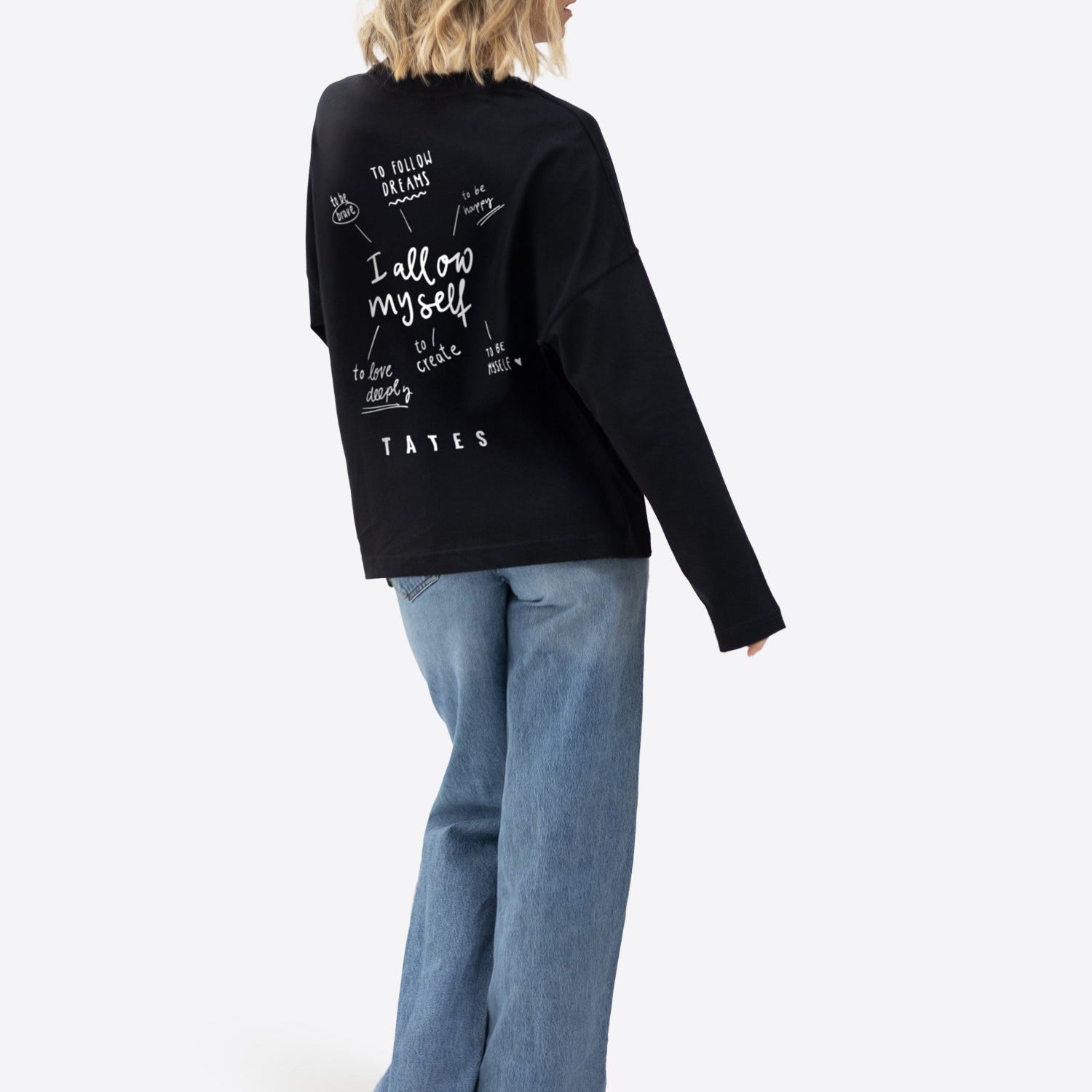 Longsleeve (Oversized) "I allow myself" – Schwarz