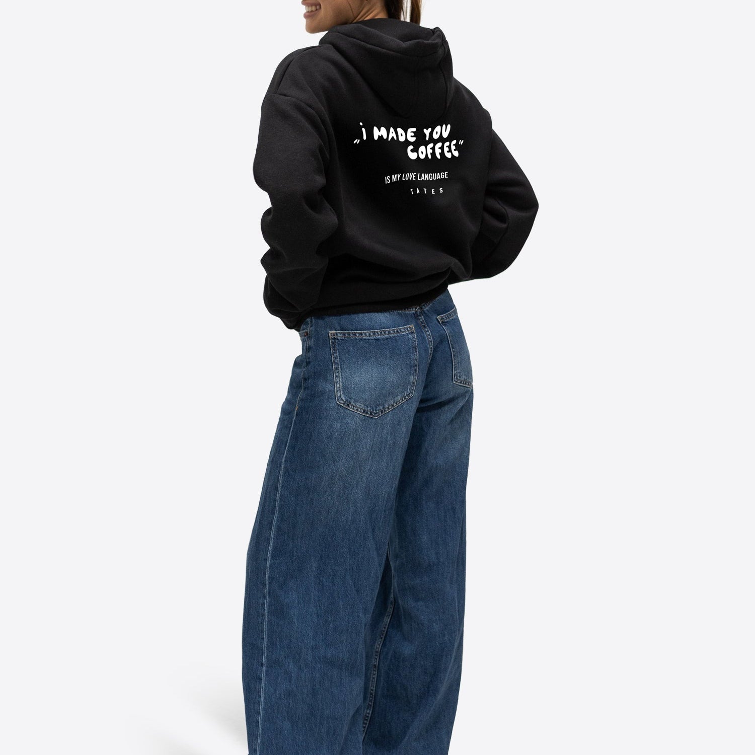 Original Regular Waistband Hoodie "I made you coffee" – Schwarz