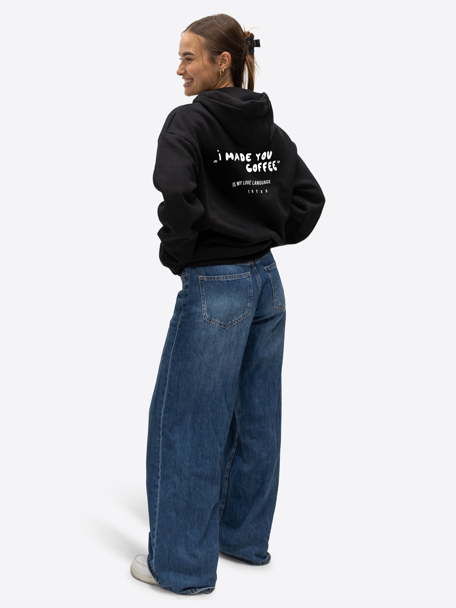 Original Regular Waistband Hoodie "I made you coffee" – Schwarz