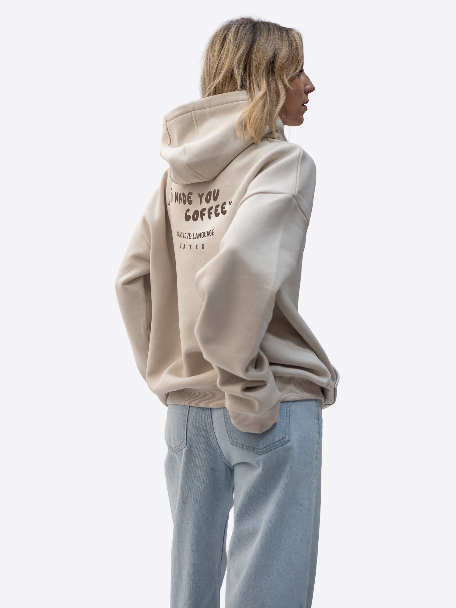 Original Regular Waistband Hoodie "I made you coffee" – Beige