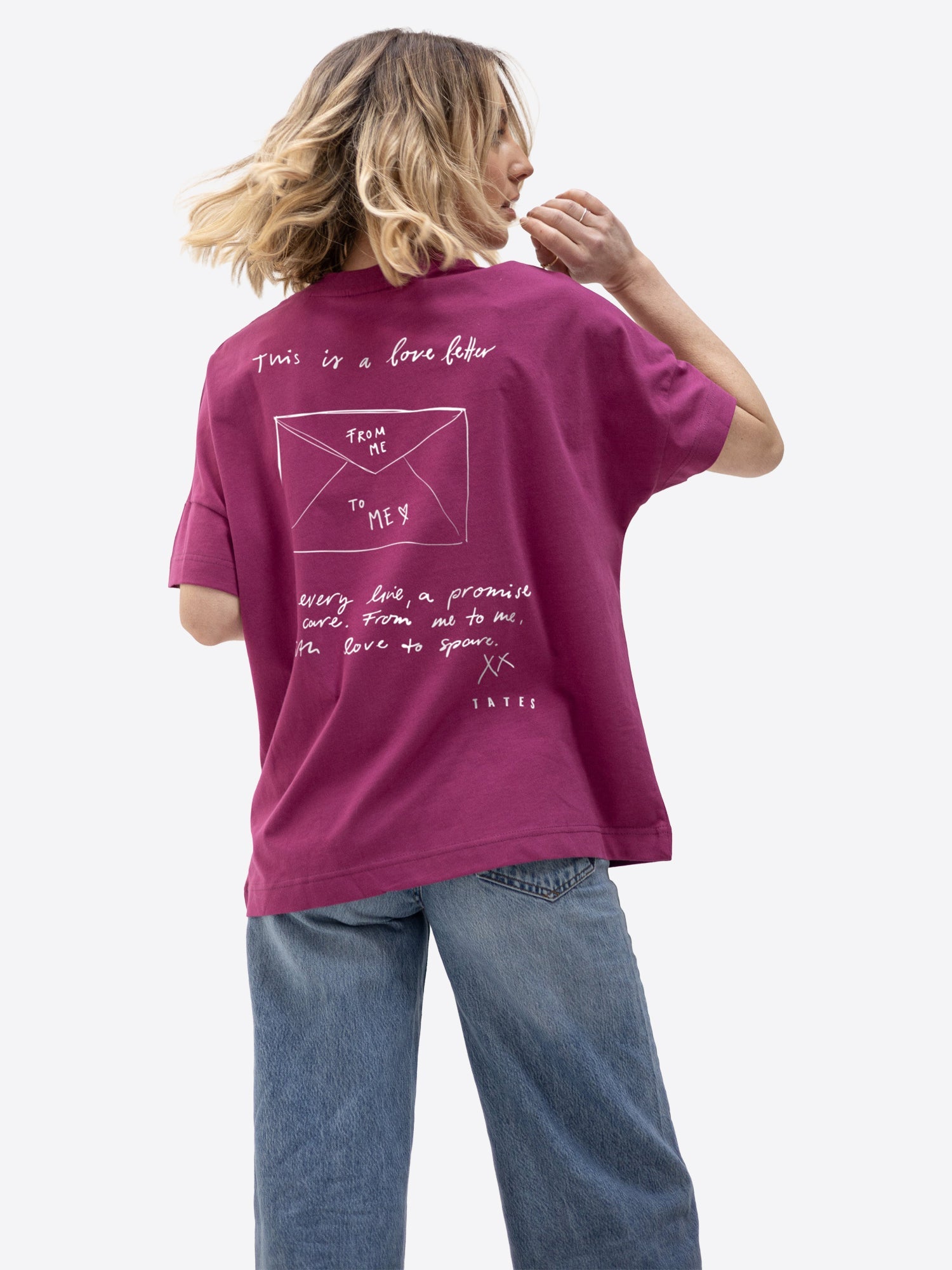 Soft Touch T-Shirt "Love letter" – Berry