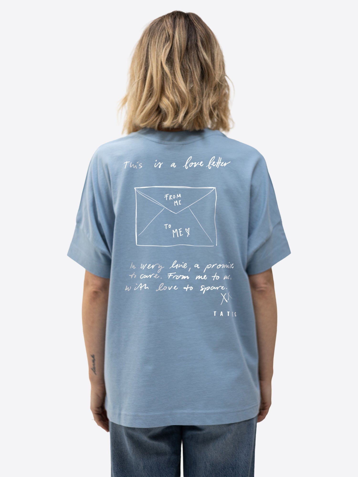 Soft Touch T-Shirt "Love letter" – Dusty Blue