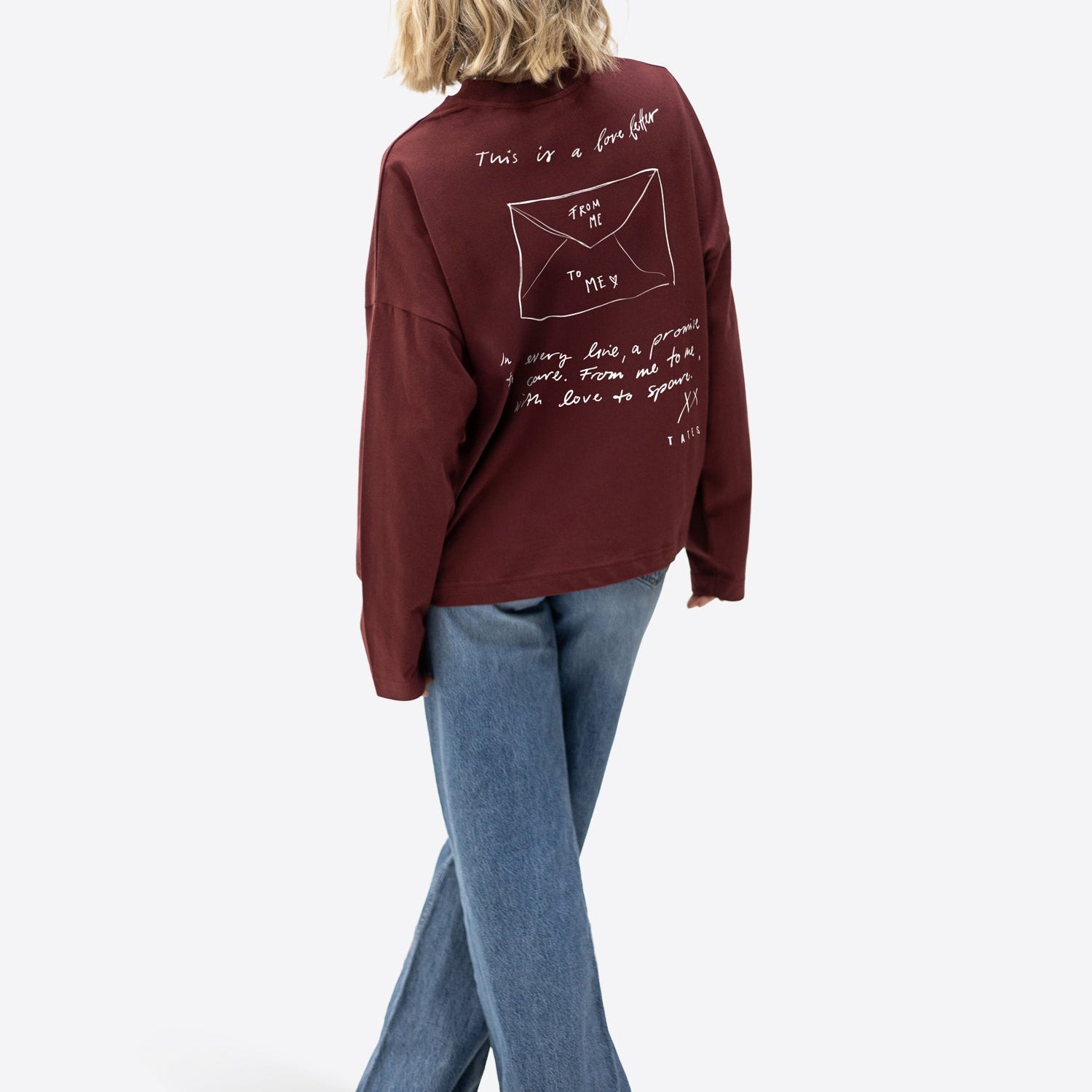 Longsleeve (Oversized) "Love letter" – Bordeaux