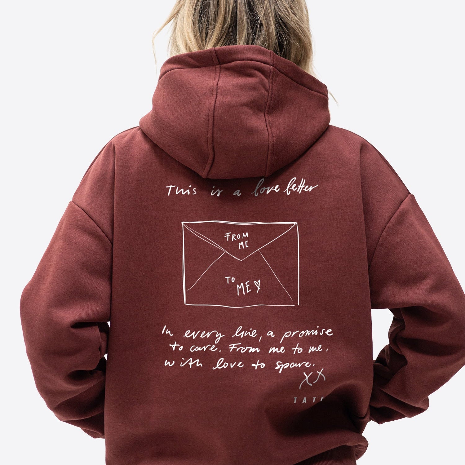 Original Regular Waistband Hoodie "Love letter" – Bordeaux