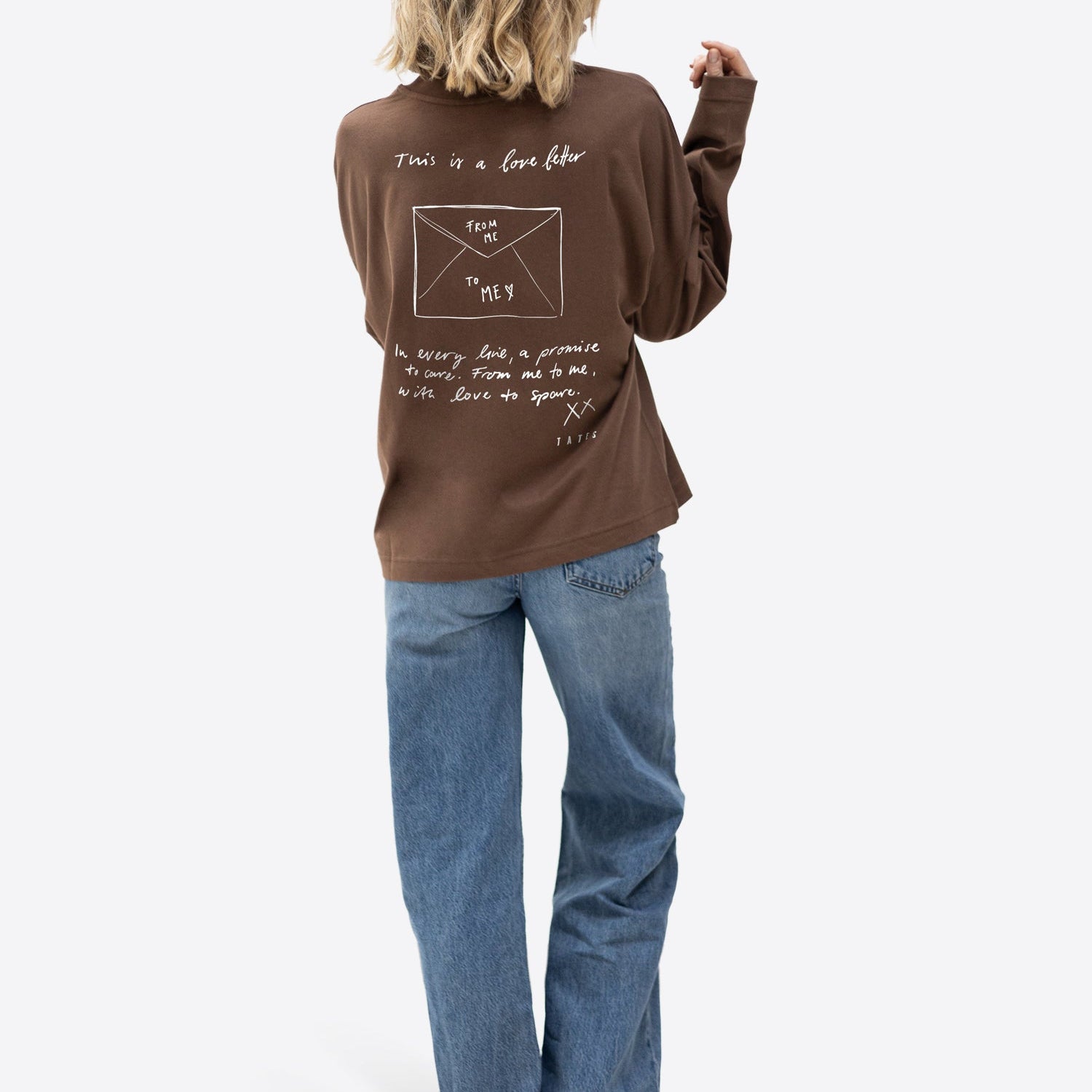 Longsleeve (Oversized) "Love letter" – Chocolate