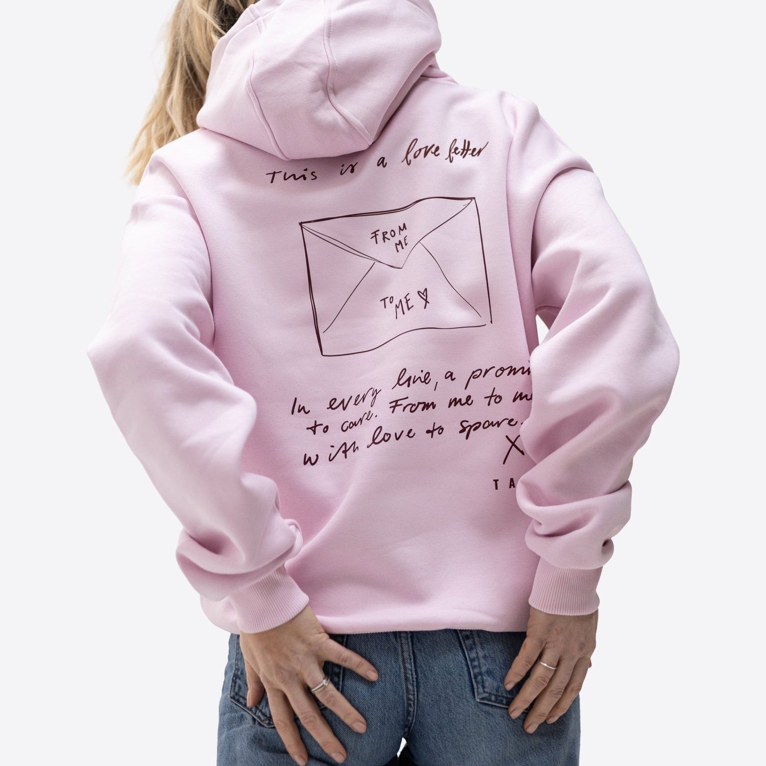 Original Regular Waistband Hoodie "Love letter" – Rosa