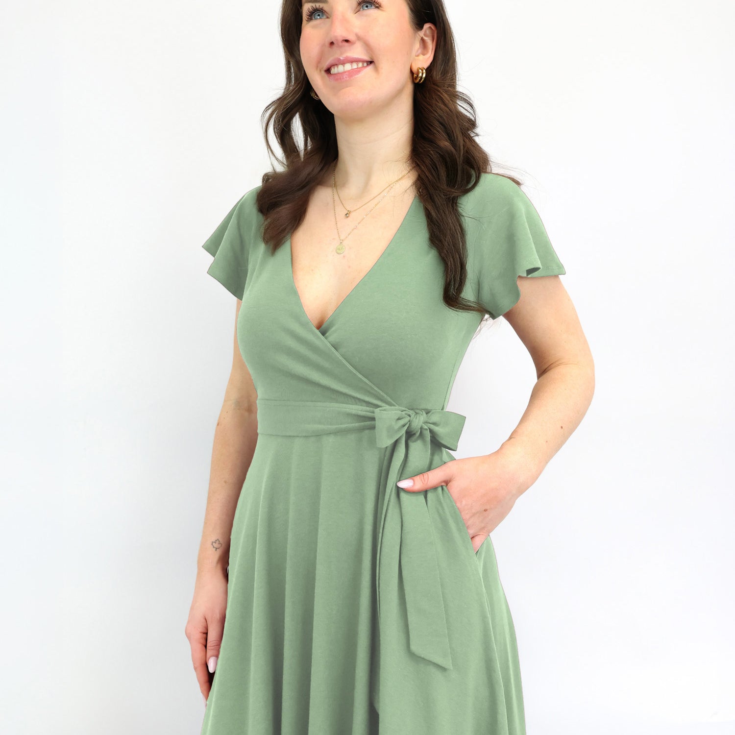 Midi Wickelkleid Carina - Aloe