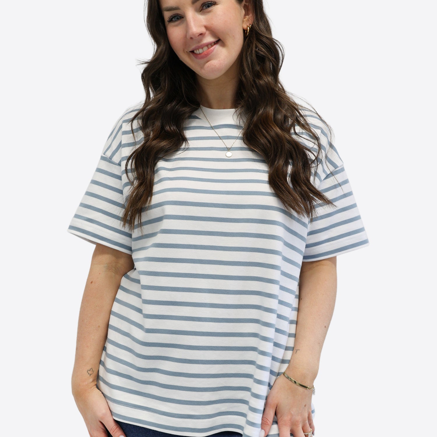 Oversized T-Shirt 3.0 mit Streifen - Blau