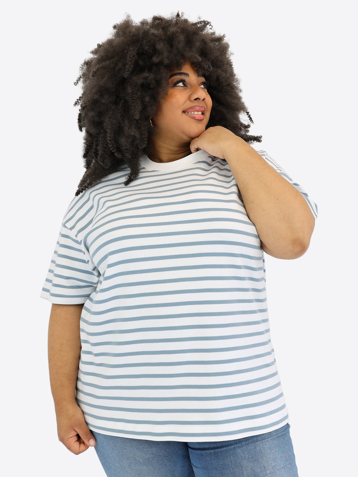 Oversized T-Shirt 3.0 mit Streifen - Blau