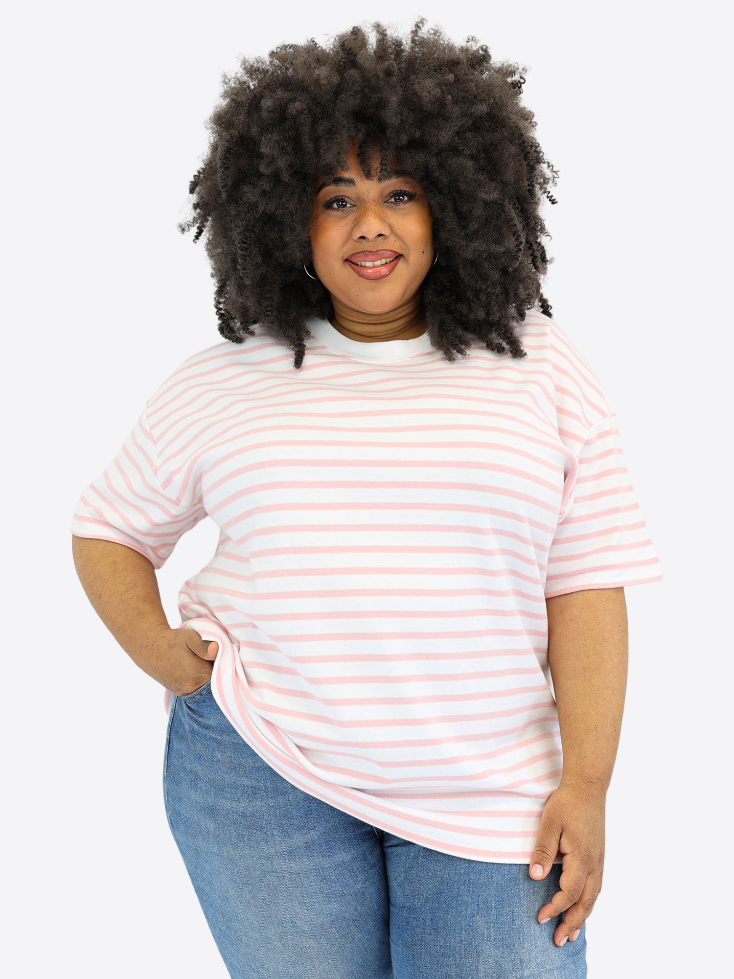 Oversized T-Shirt 3.0 mit Streifen - Rosa