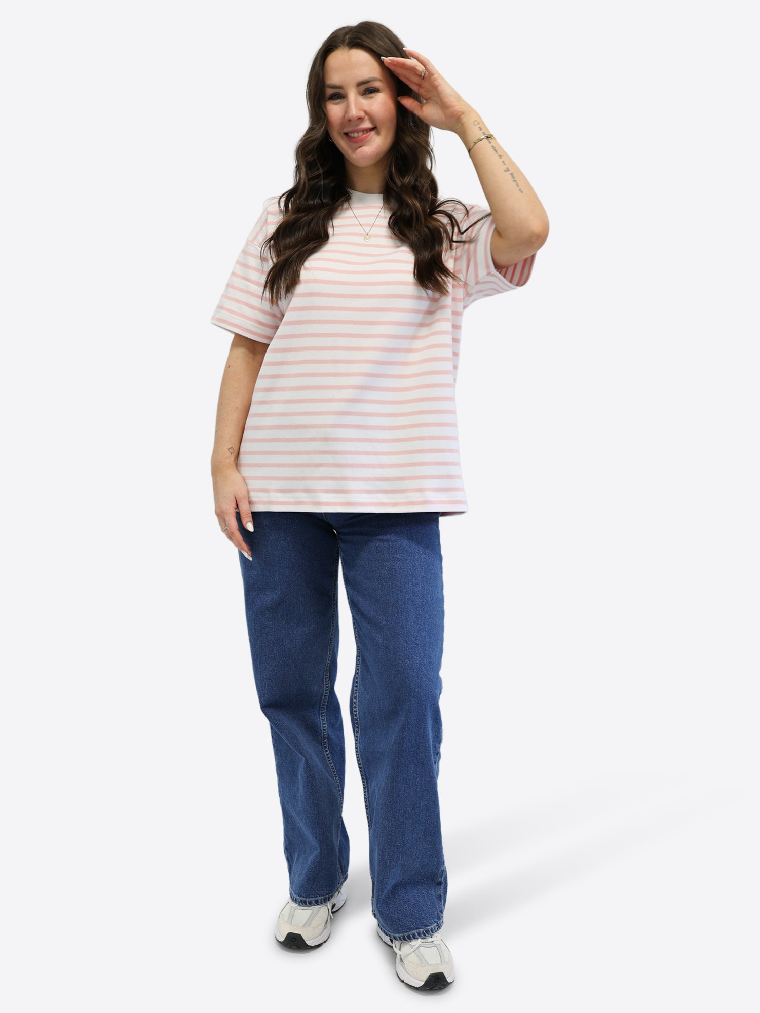 Oversized T-Shirt 3.0 mit Streifen - Rosa