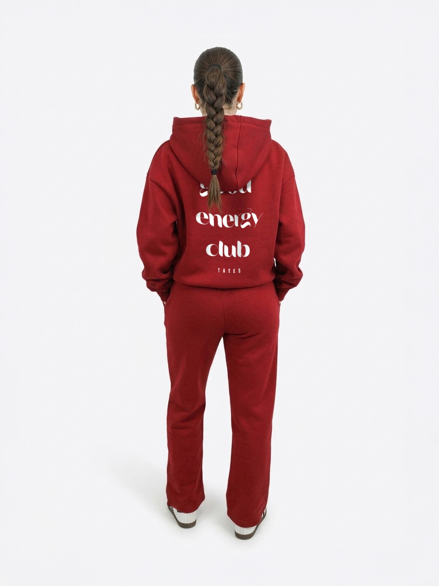 Regular Waistband Hoodie "Good Energy" - Cranberry