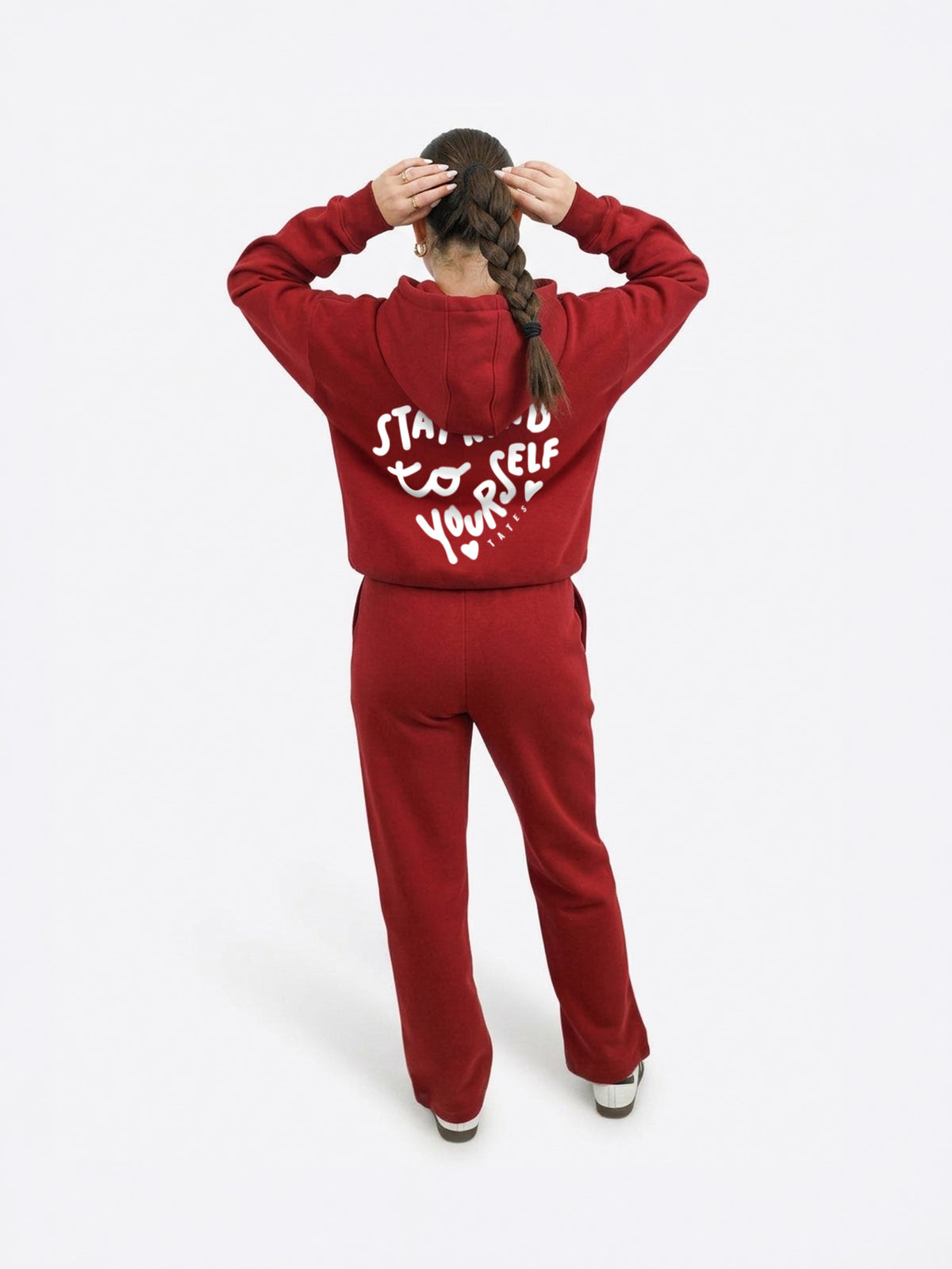 Regular Waistband Hoodie "Stay Kind" - Cranberry