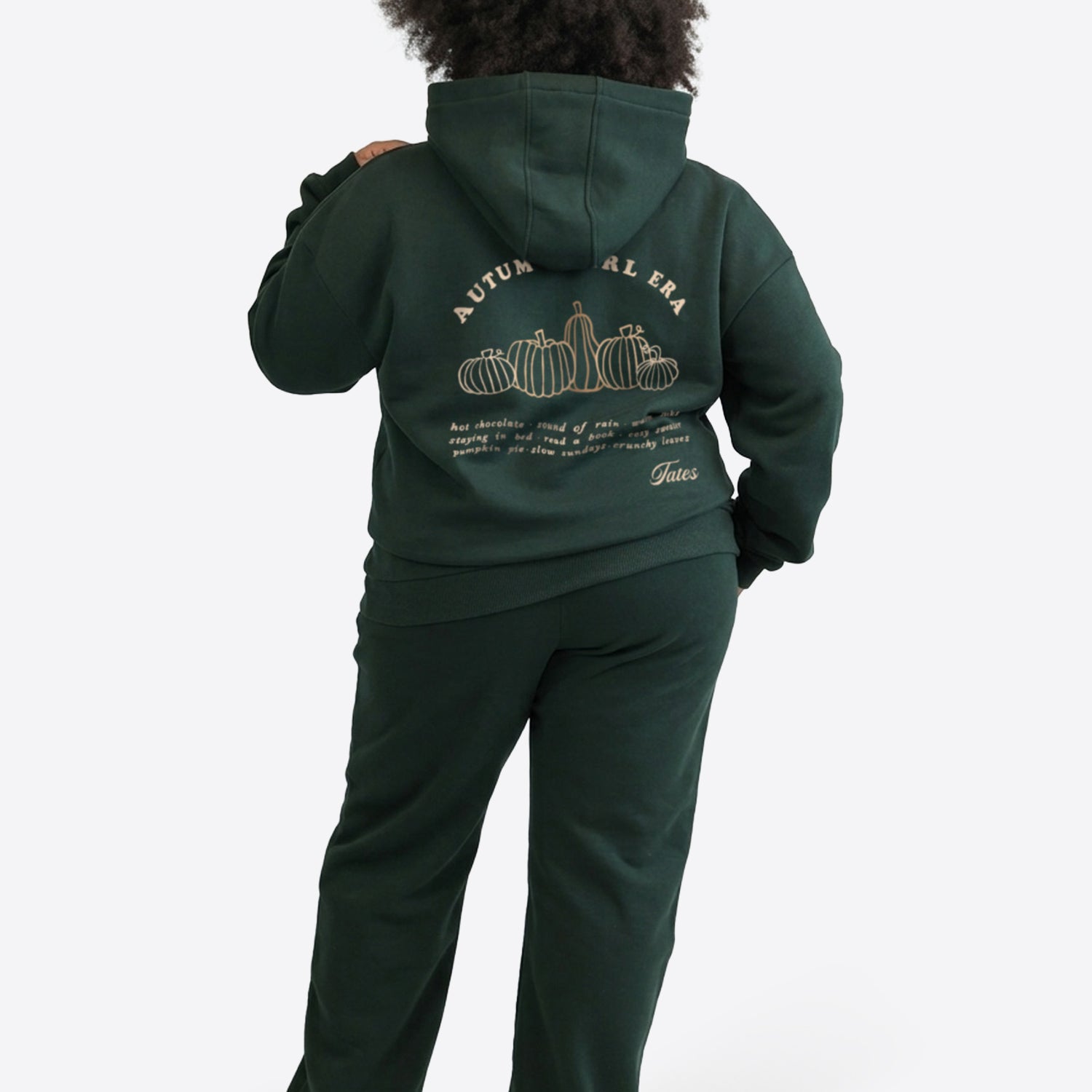 Regular Waistband Hoodie "Autumn Girl Era" - Pine Green