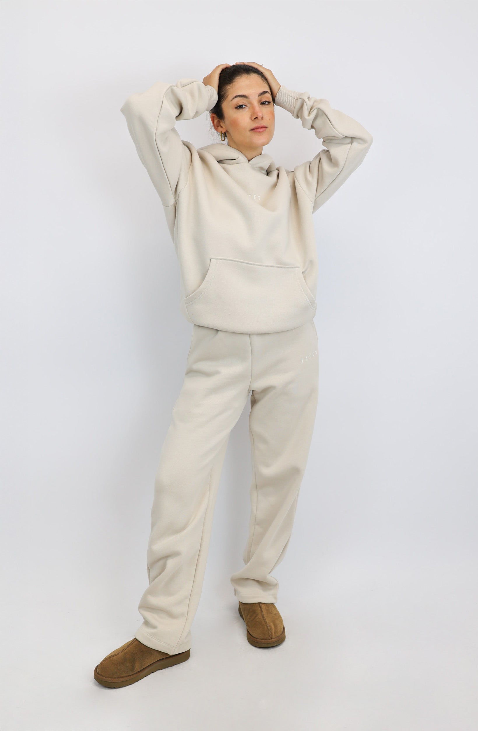 Regular Waistband Hoodie – Beige