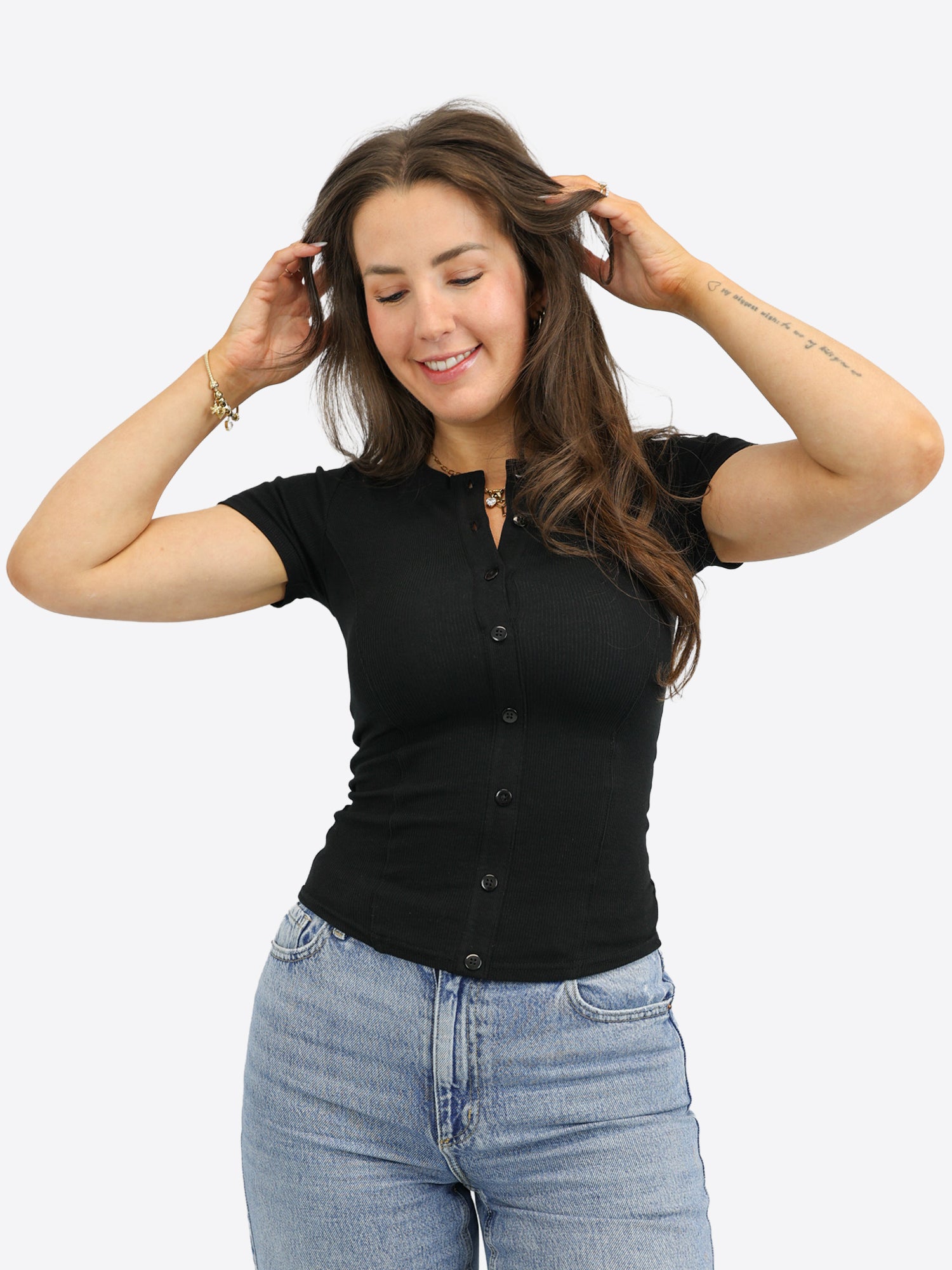 Rib Shirt mit Knopfleiste