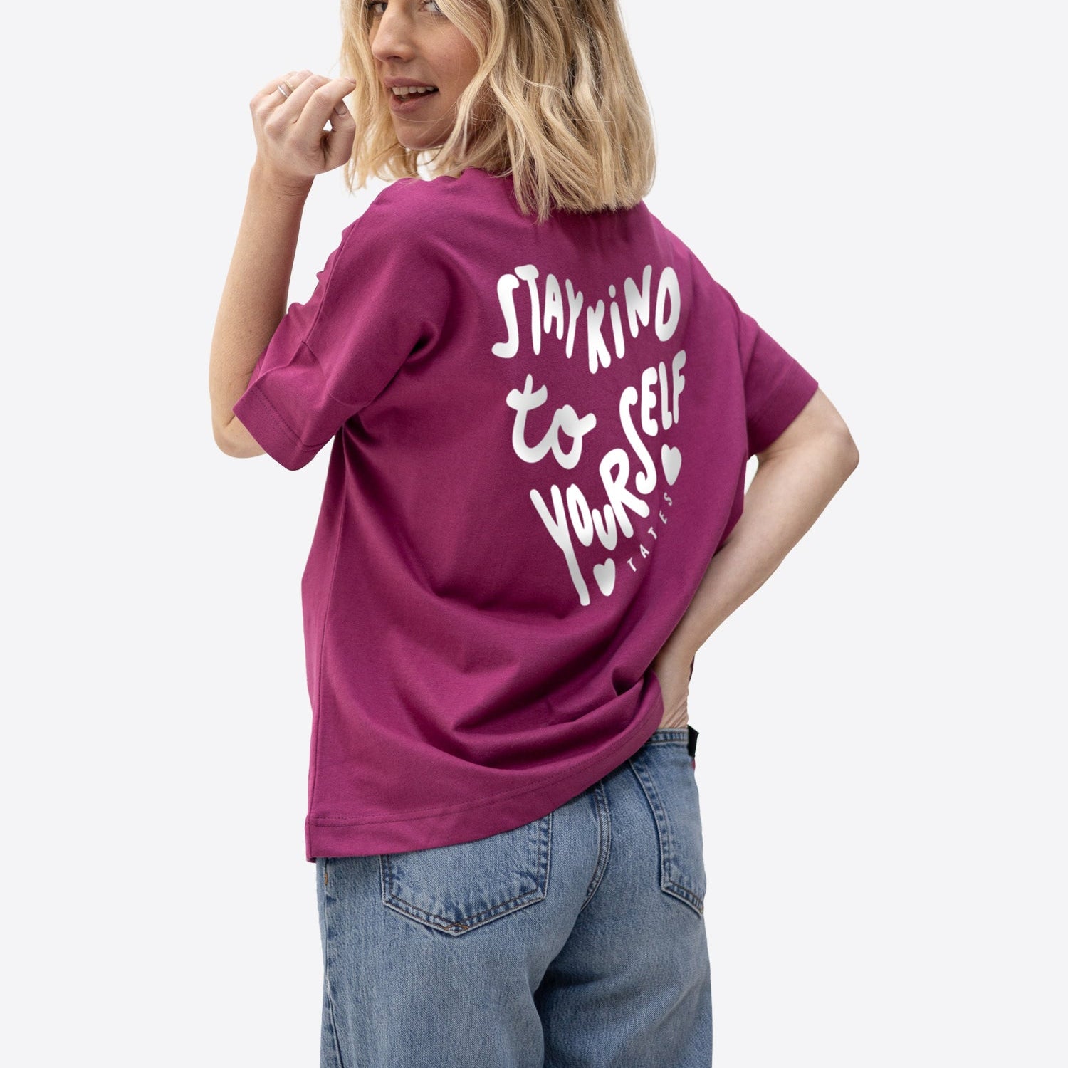 Soft Touch T-Shirt "Stay kind" – Berry