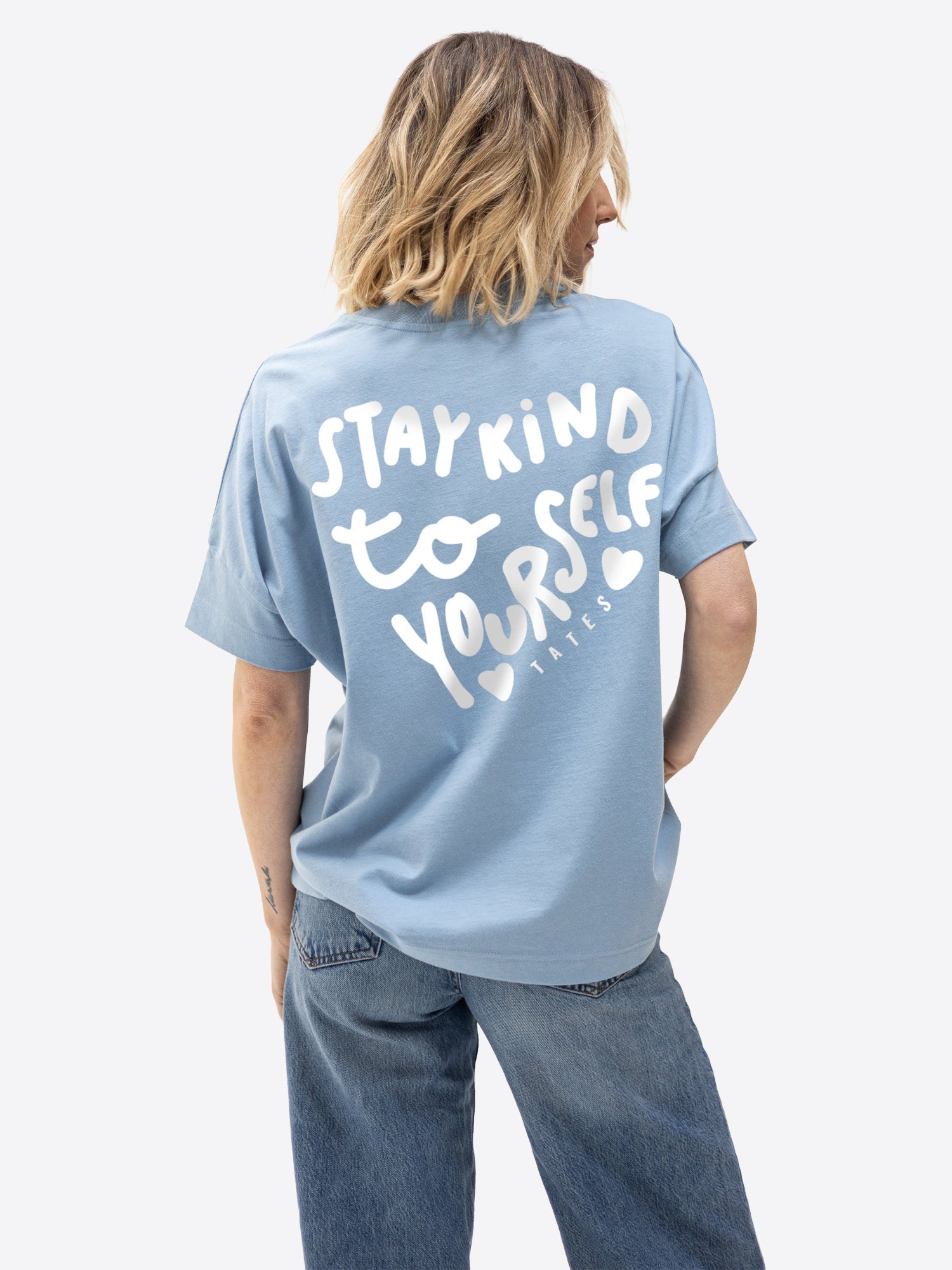 Soft Touch T-Shirt "Stay kind" – Dusty Blue