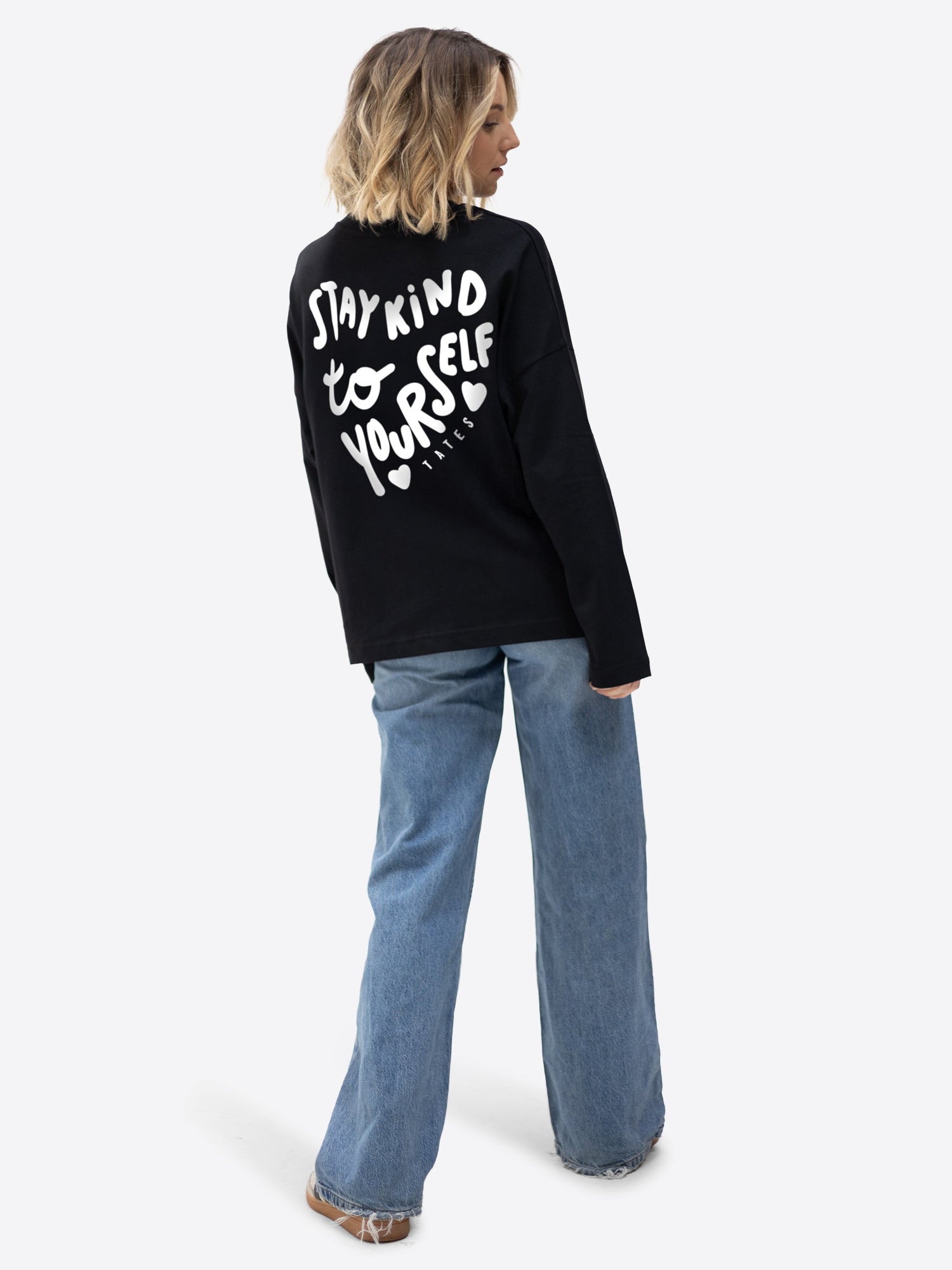 Longsleeve (Oversized) "Stay kind" – Schwarz
