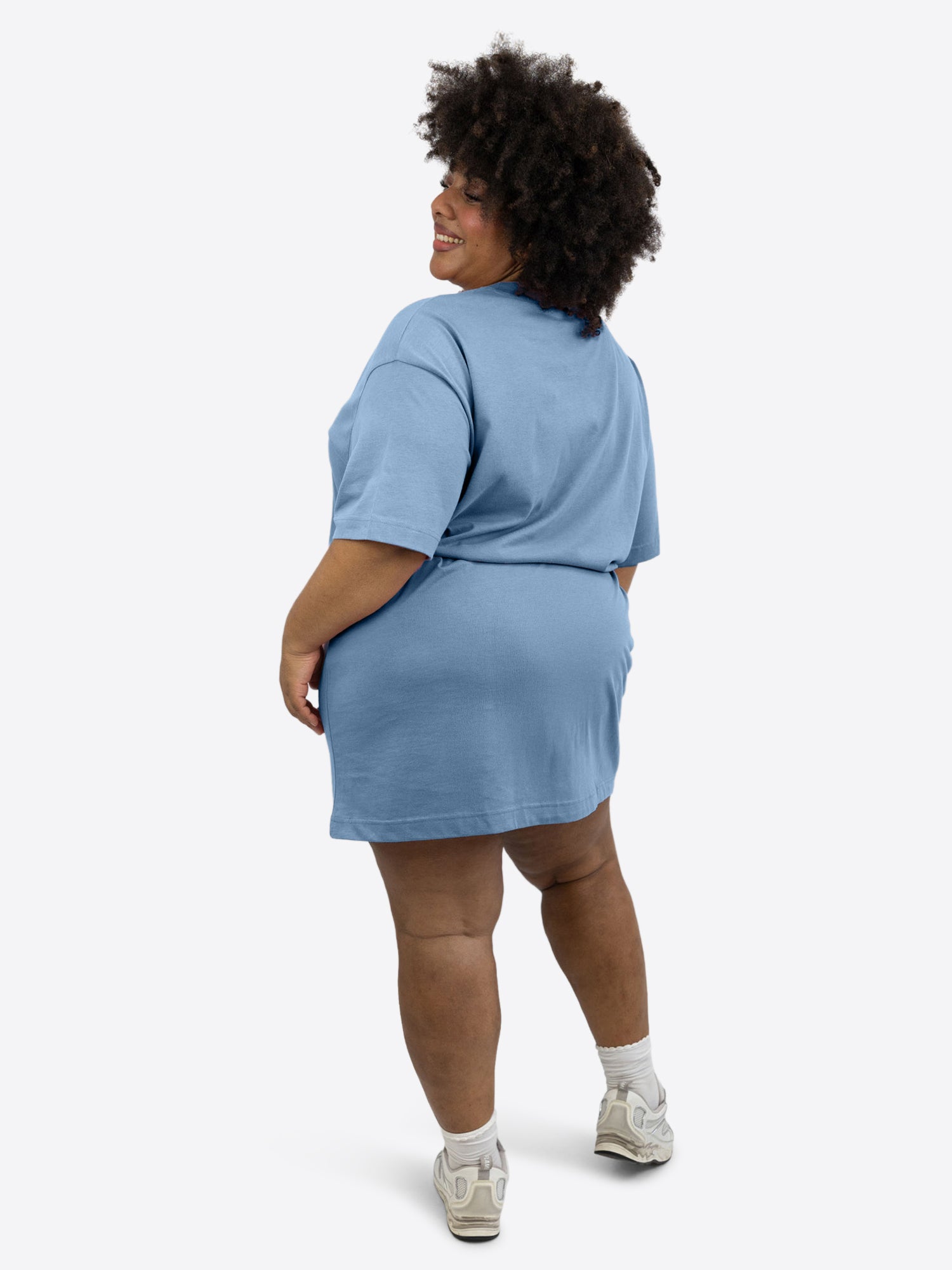 T-Shirt-Kleid mit Schleifen-Bindung – Dusty Blue