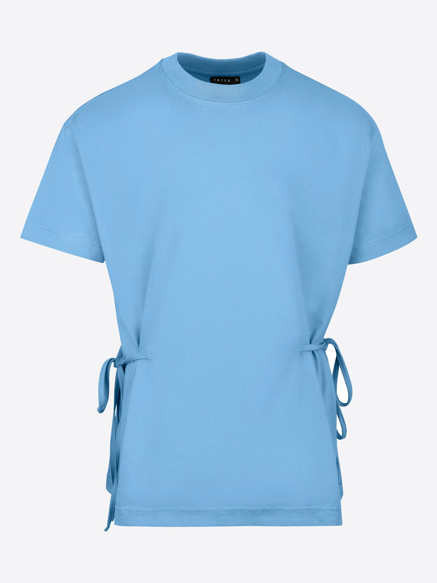 T-Shirt mit Schleifen-Bindung – Dusty Blue