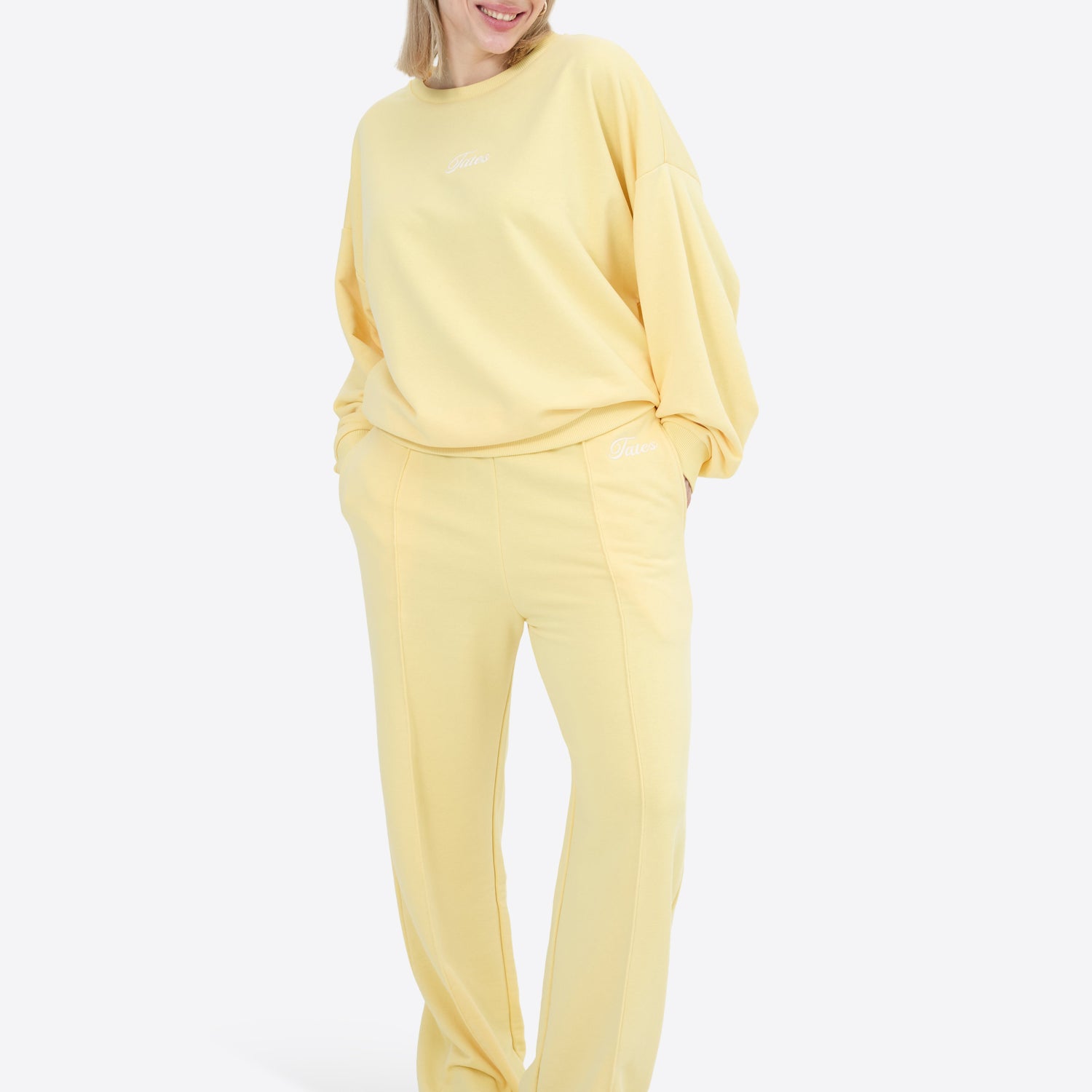 Light Jogginghose mit Biese – Butter Yellow