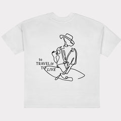 T-Shirt (Oversized) mit "To travel is to live" Motiv