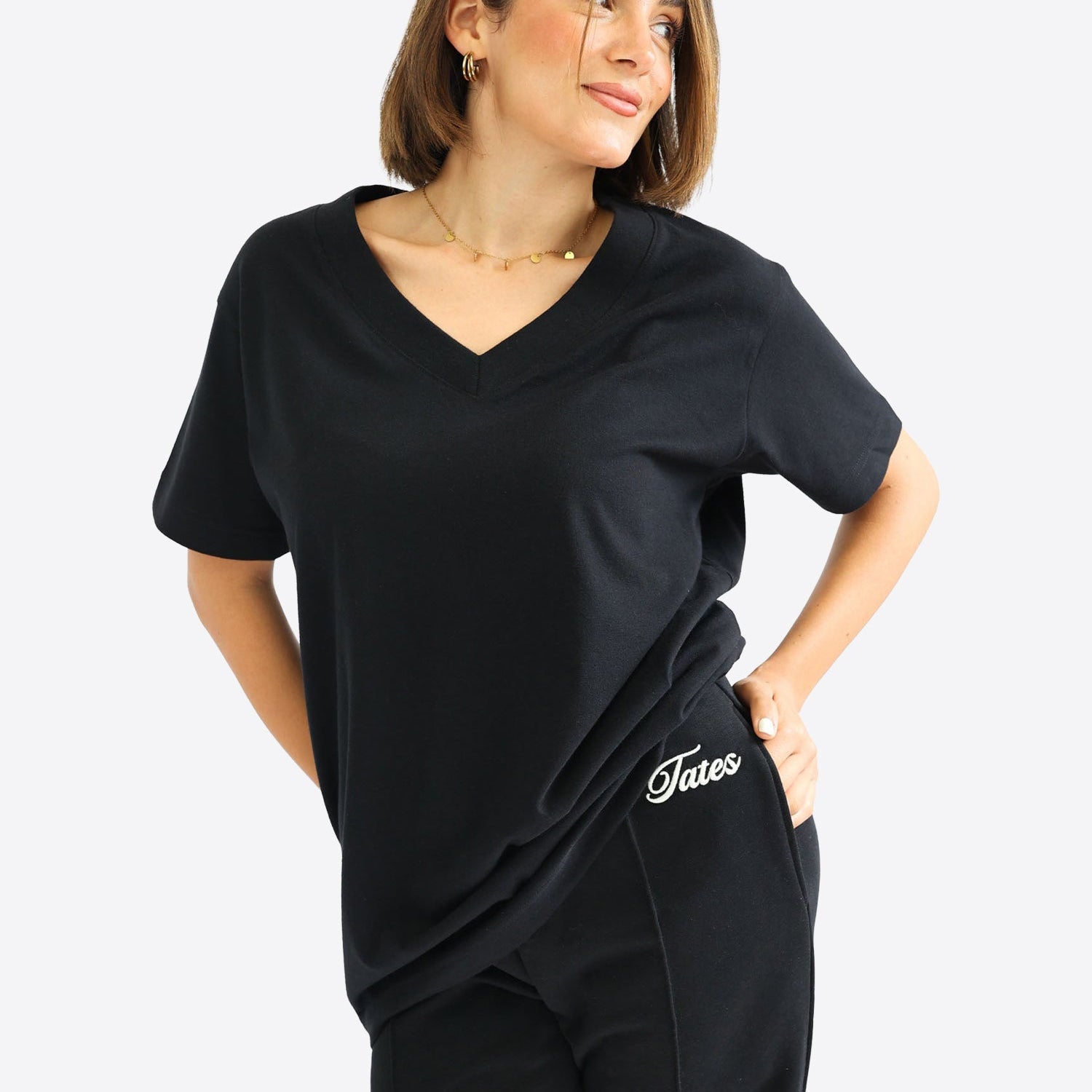 V-Neck T-Shirt – Schwarz