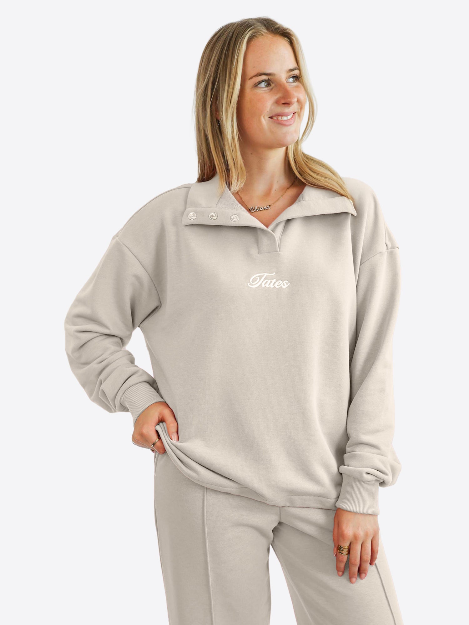 Verstellbarer Light Crop Sweater – Beige