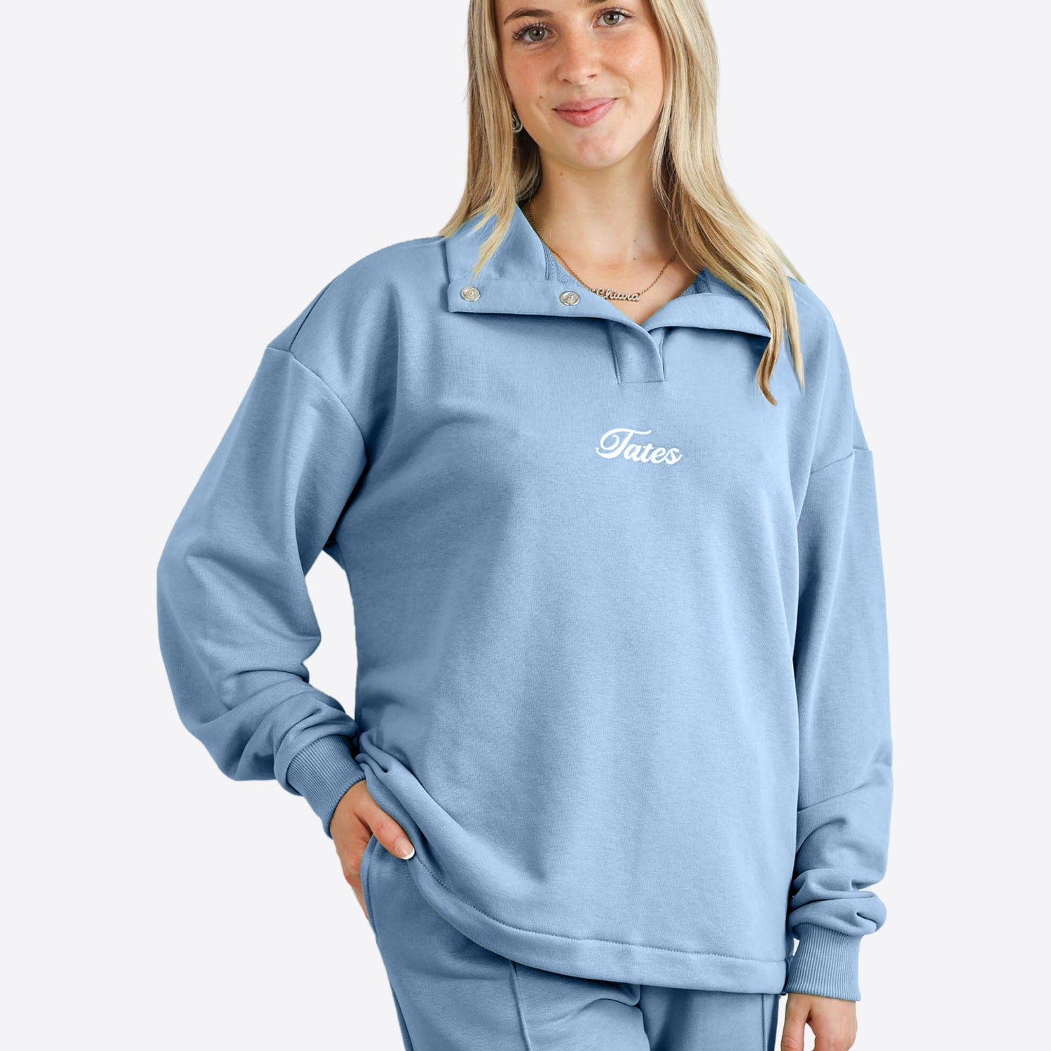 Verstellbarer Light Crop Sweater – Dusty Blue