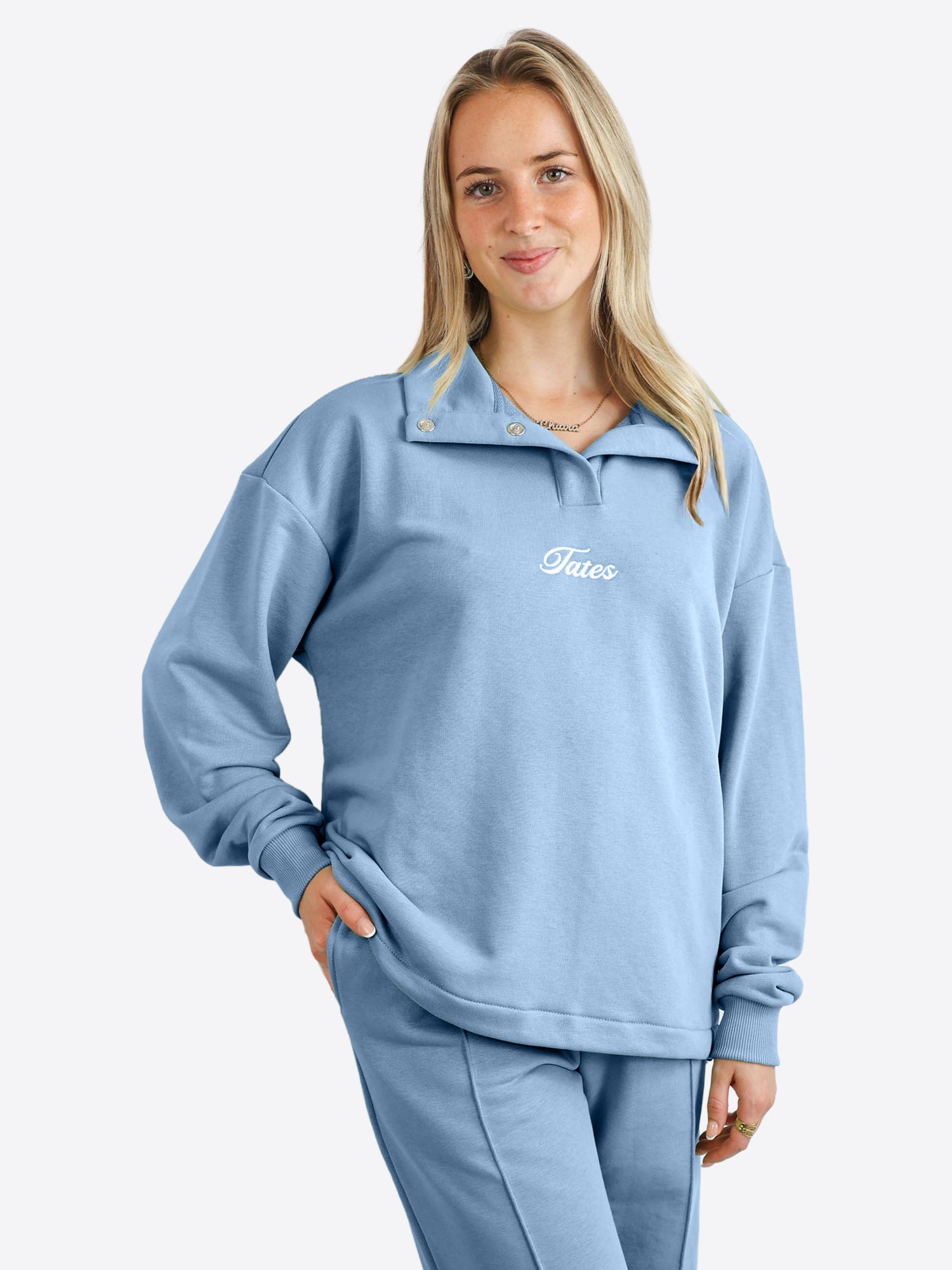 Verstellbarer Light Crop Sweater – Dusty Blue