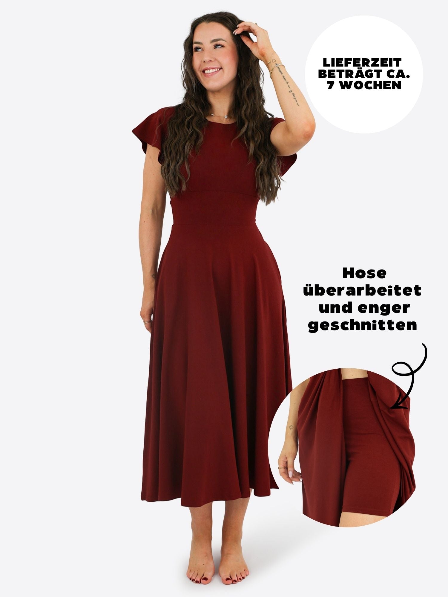 Midi Skort Kleid Linh - Bordeaux