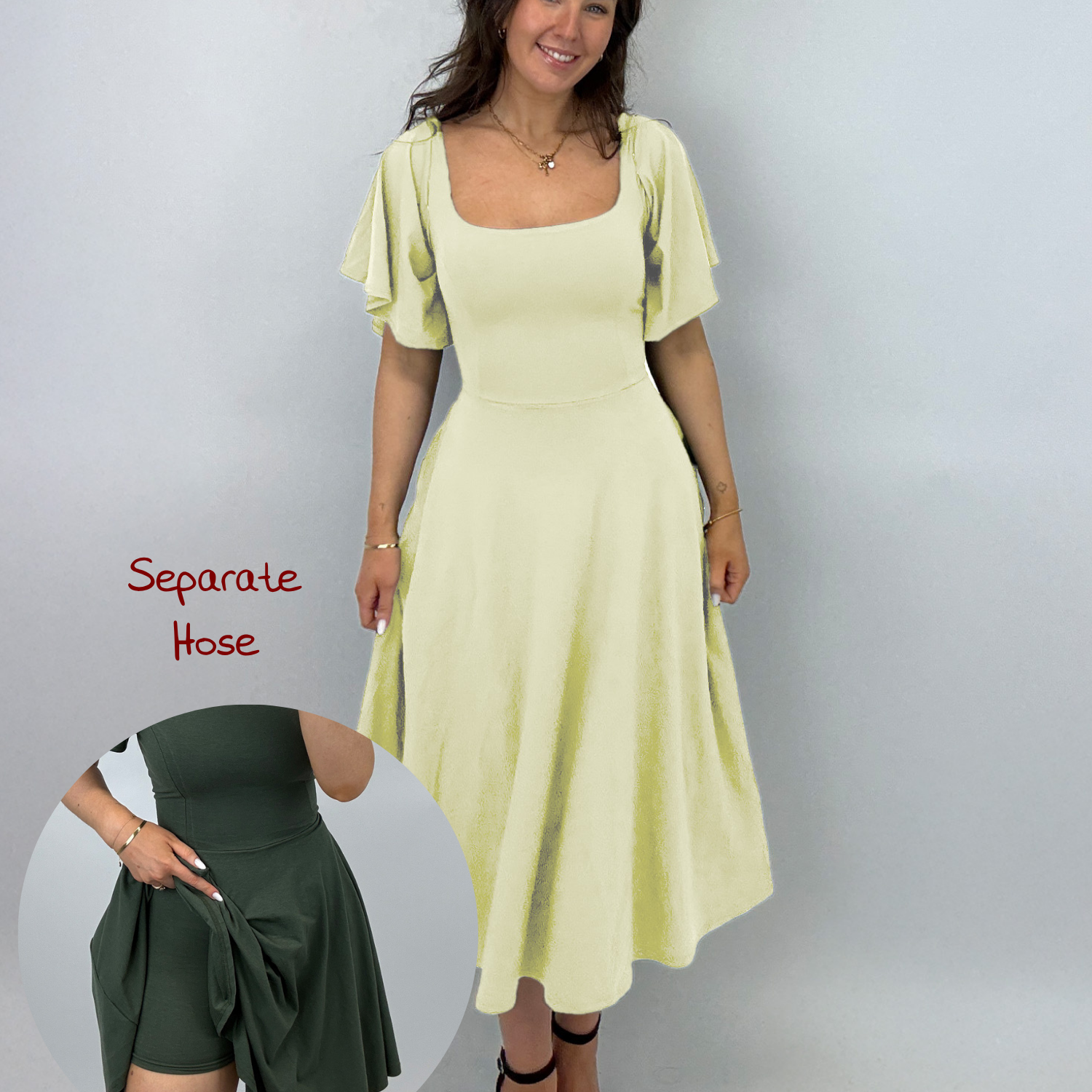Midi Skort Kleid Mara - Pastellgelb