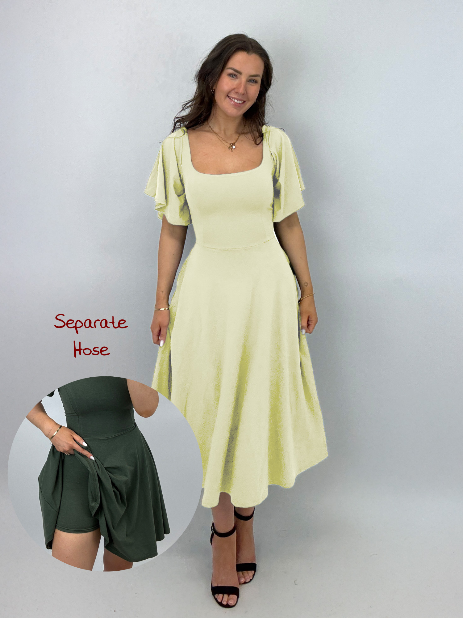 Midi Skort Kleid Mara - Pastellgelb