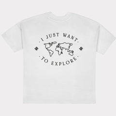 T-Shirt (Oversized) mit "Want to explore" Motiv