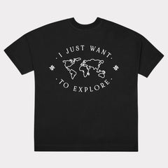 T-Shirt (Oversized) mit "Want to explore" Motiv