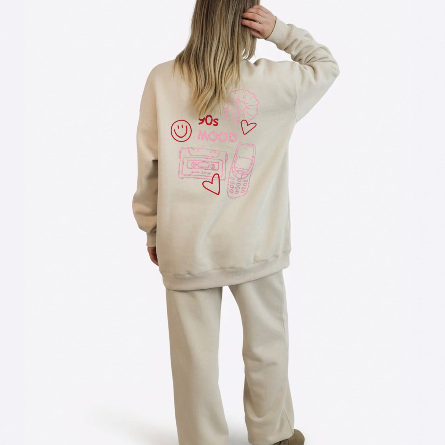 Wide Waistband Sweater "90's Mood" - Beige