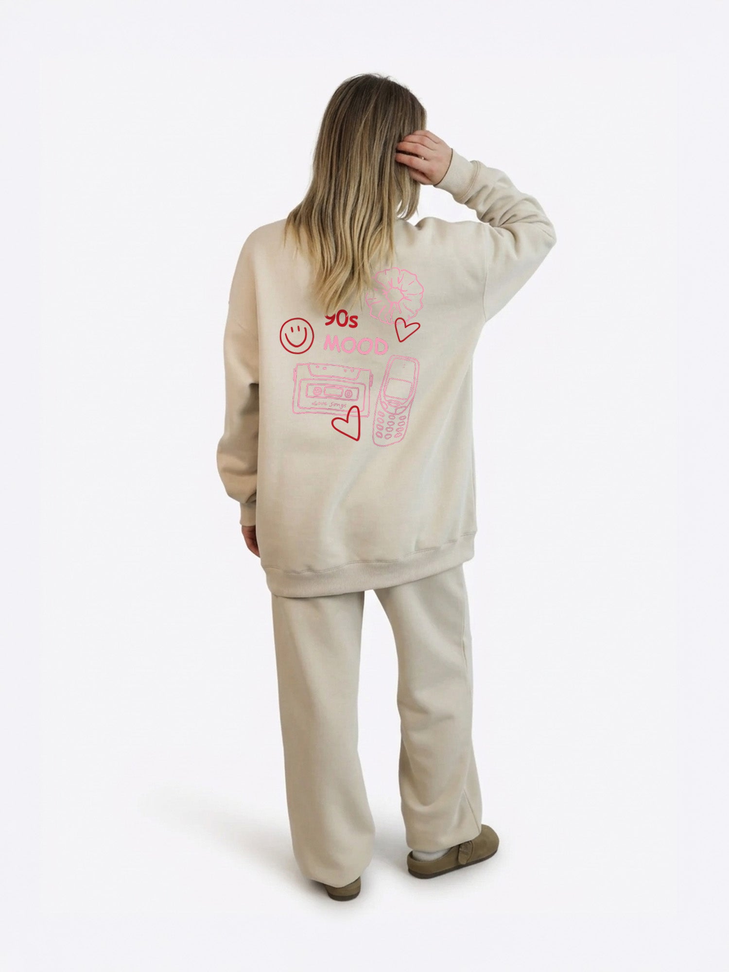 Wide Waistband Sweater "90's Mood" - Beige