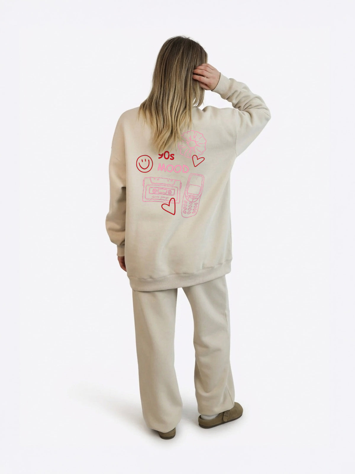 Wide Waistband Sweater "90's Mood" - Beige