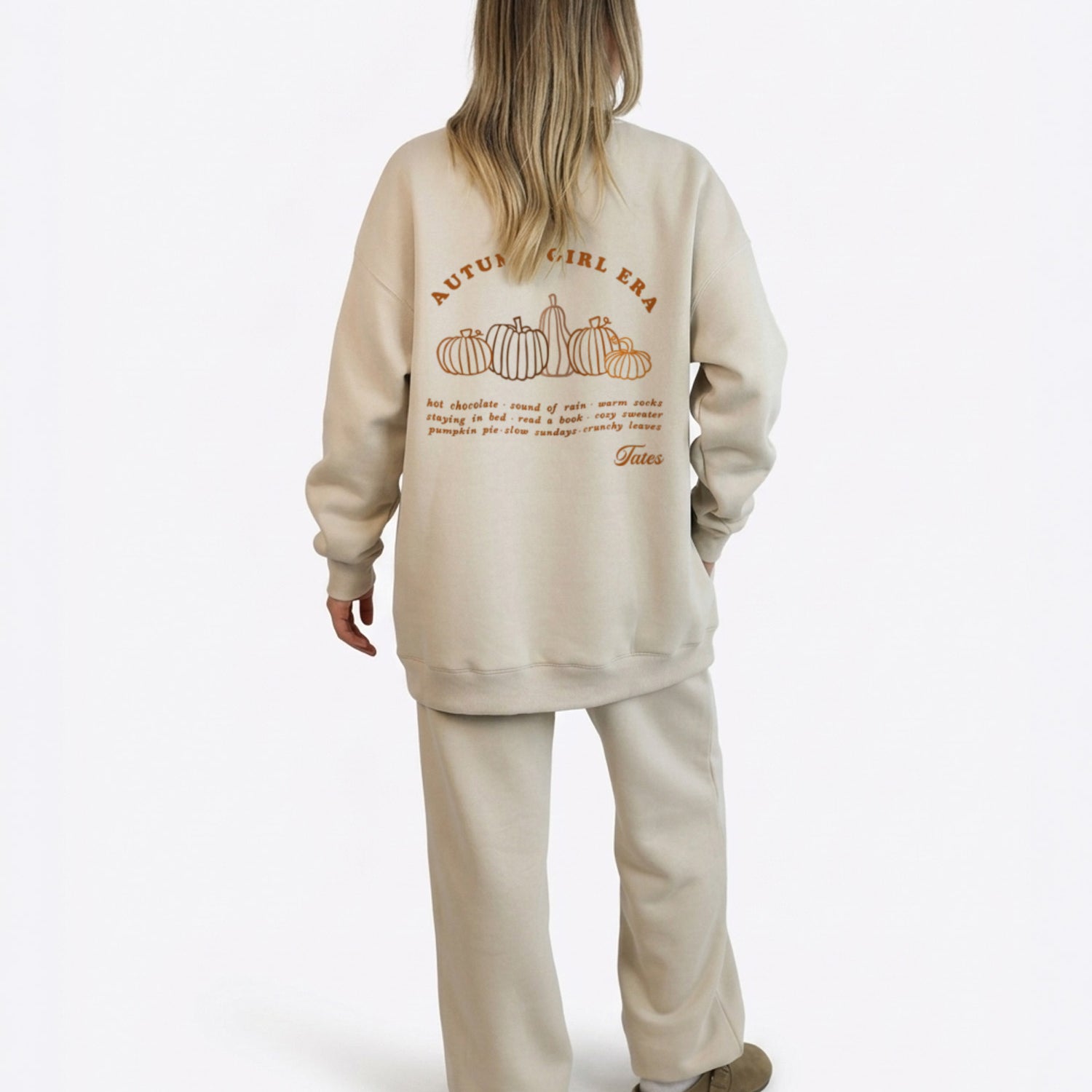 Wide Waistband Sweater "Autumn Girl Era" – Beige