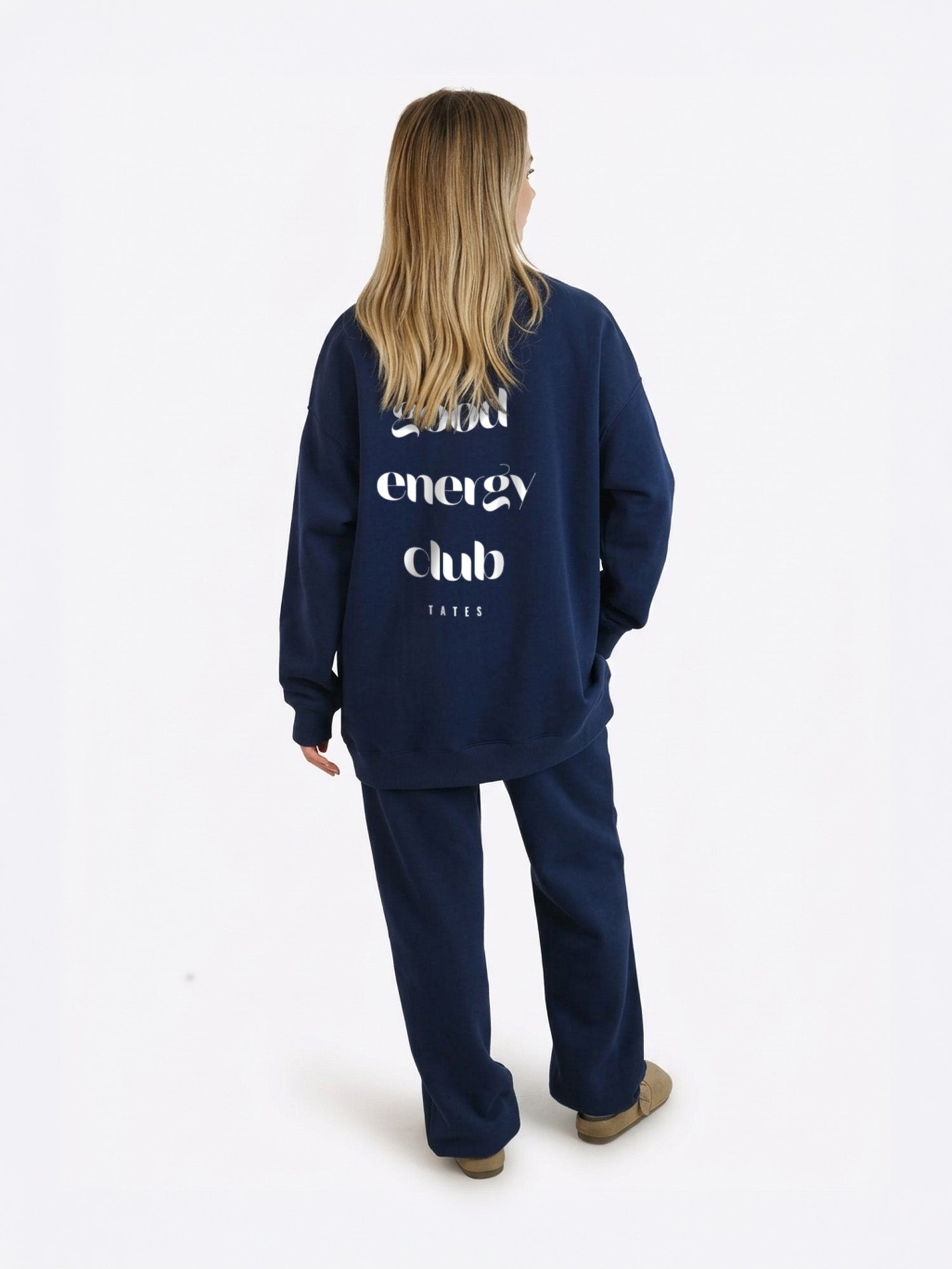 Wide Waistband Sweater "Good Energy" – Midnight Blue