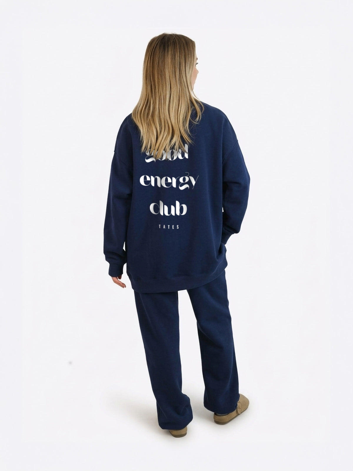 Wide Waistband Sweater "Good Energy" – Midnight Blue