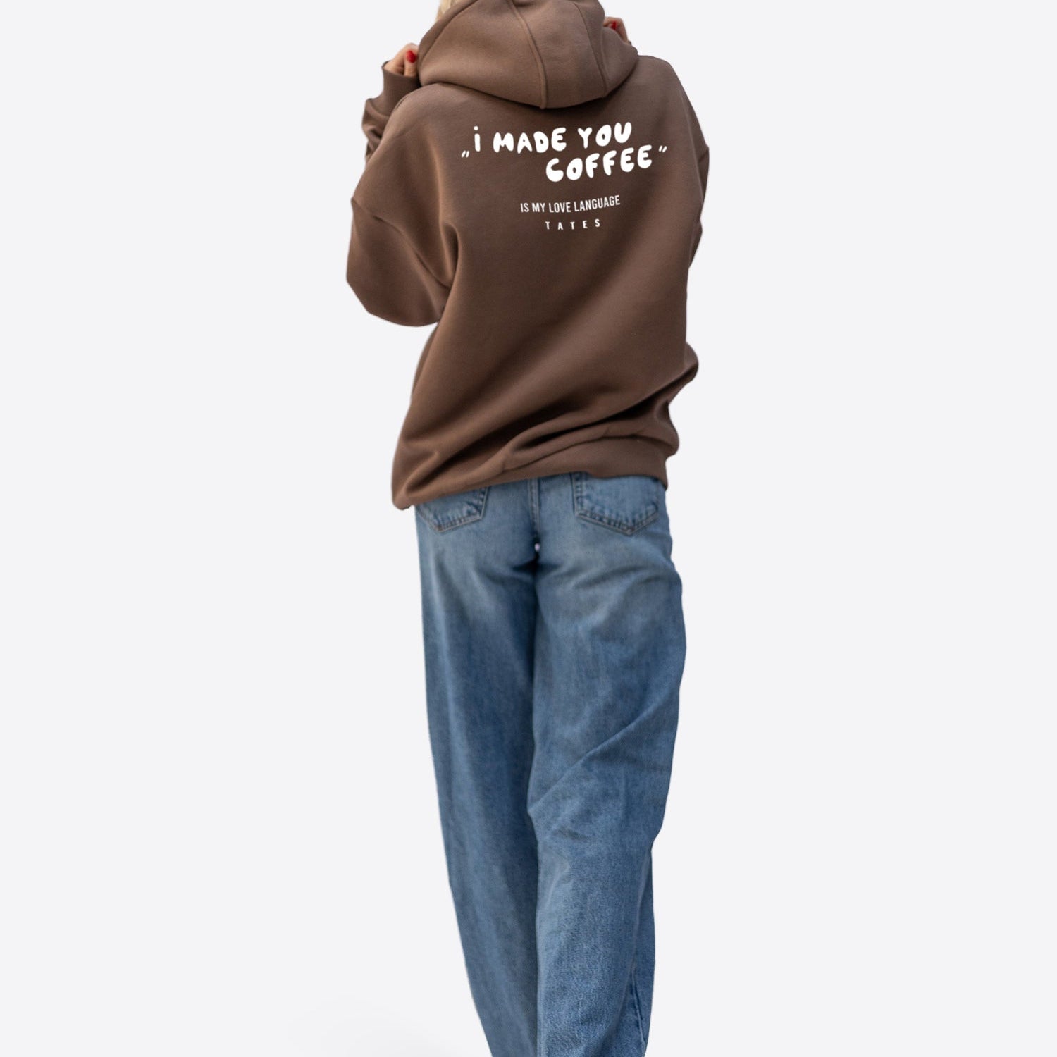 Original Regular Waistband Hoodie "I made you coffee" – Chocolate